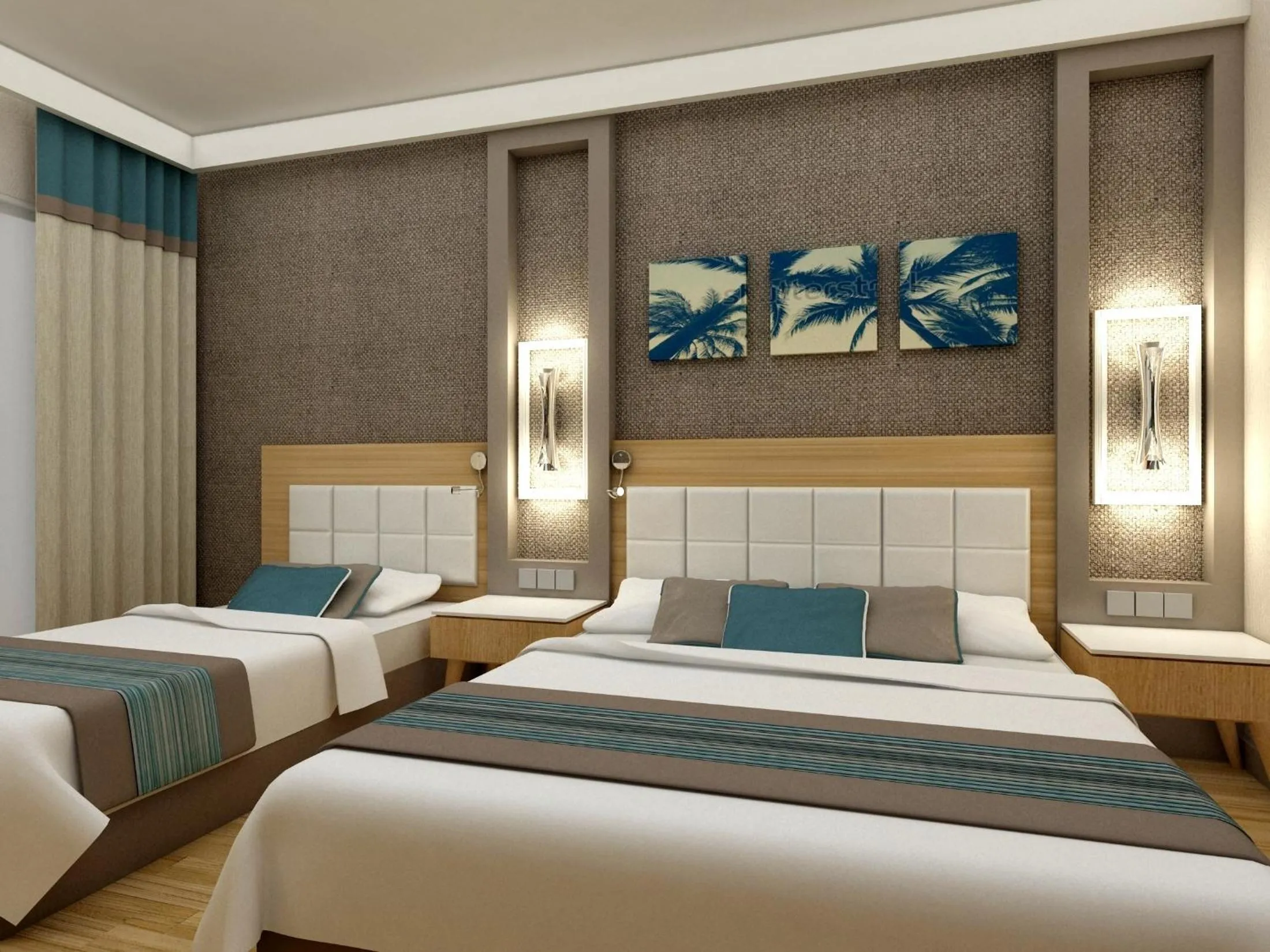 Bed in Palm World Side Resort & Spa