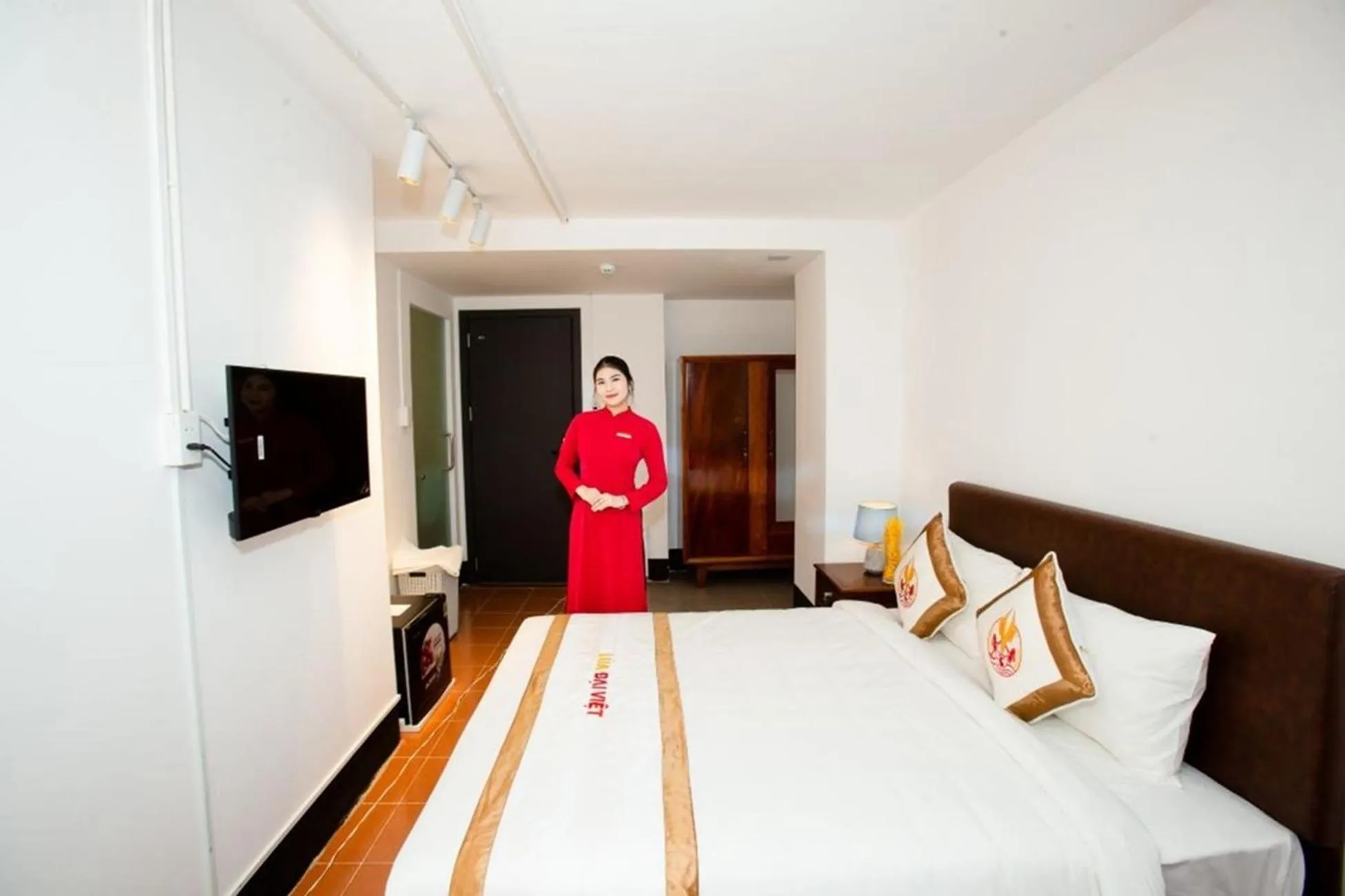 Bed in THE RICE HOTEL Nong Thon Dai Viet 131 Bui Vien