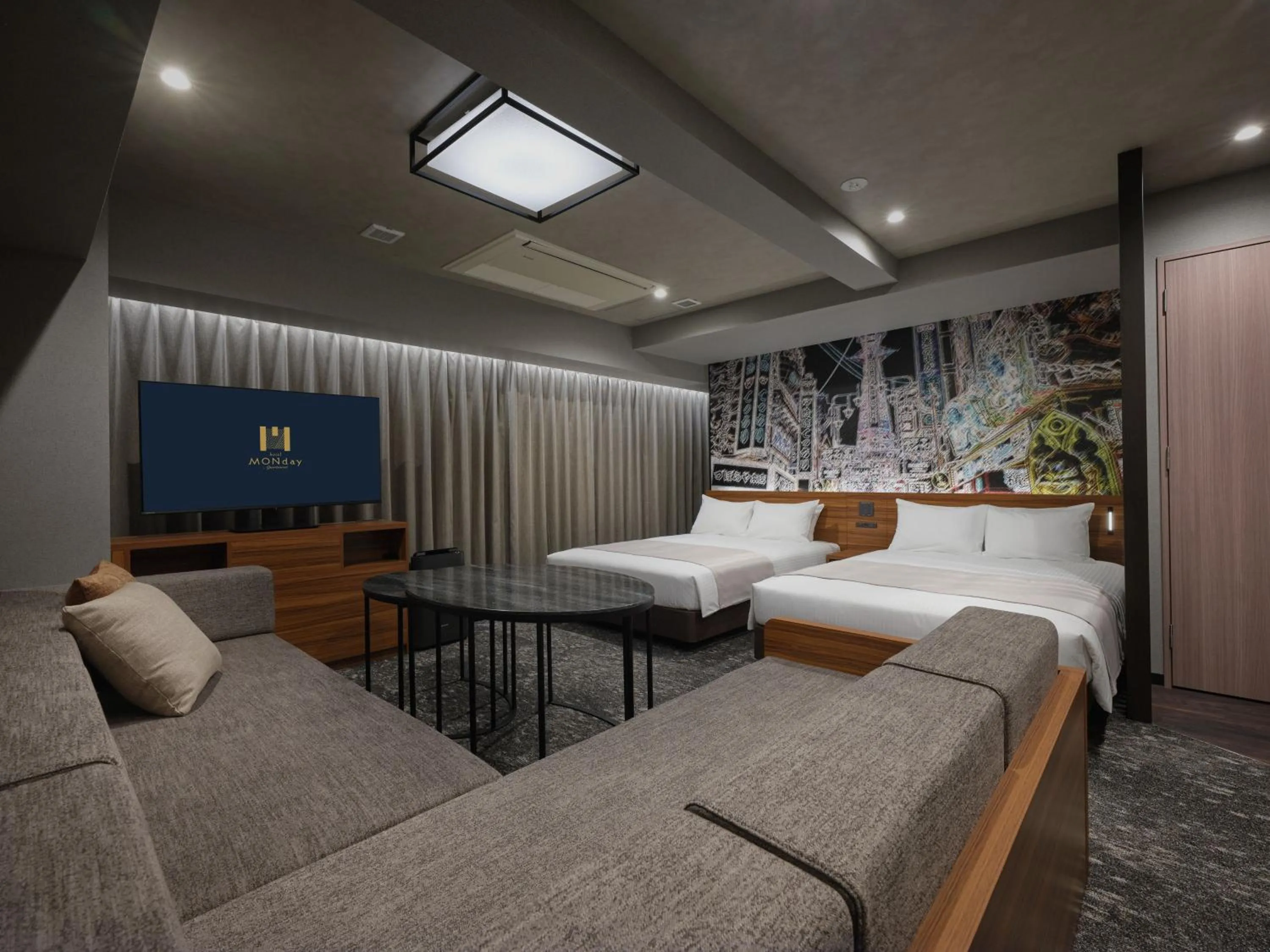 Living room, Bed in MONday Apart Premium OSAKA NAMBA WEST