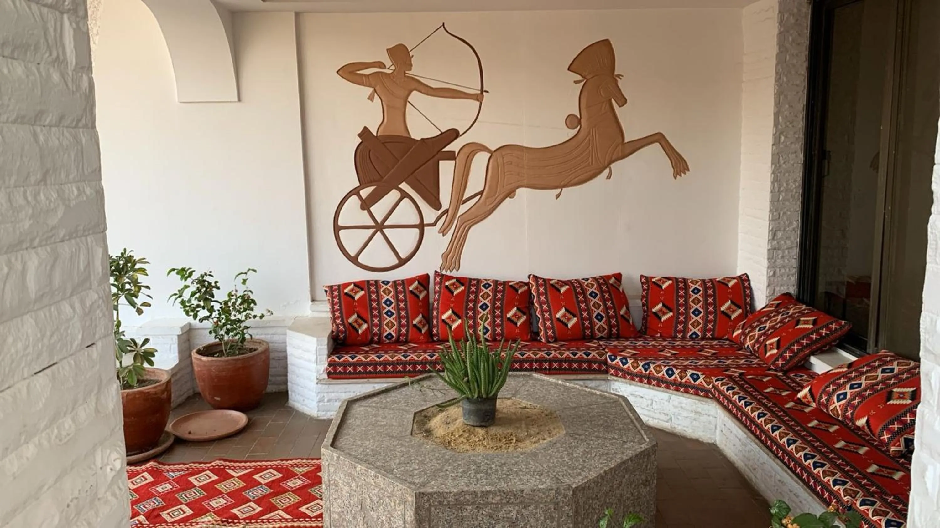 Seating area in Pyramids Nights Hostel