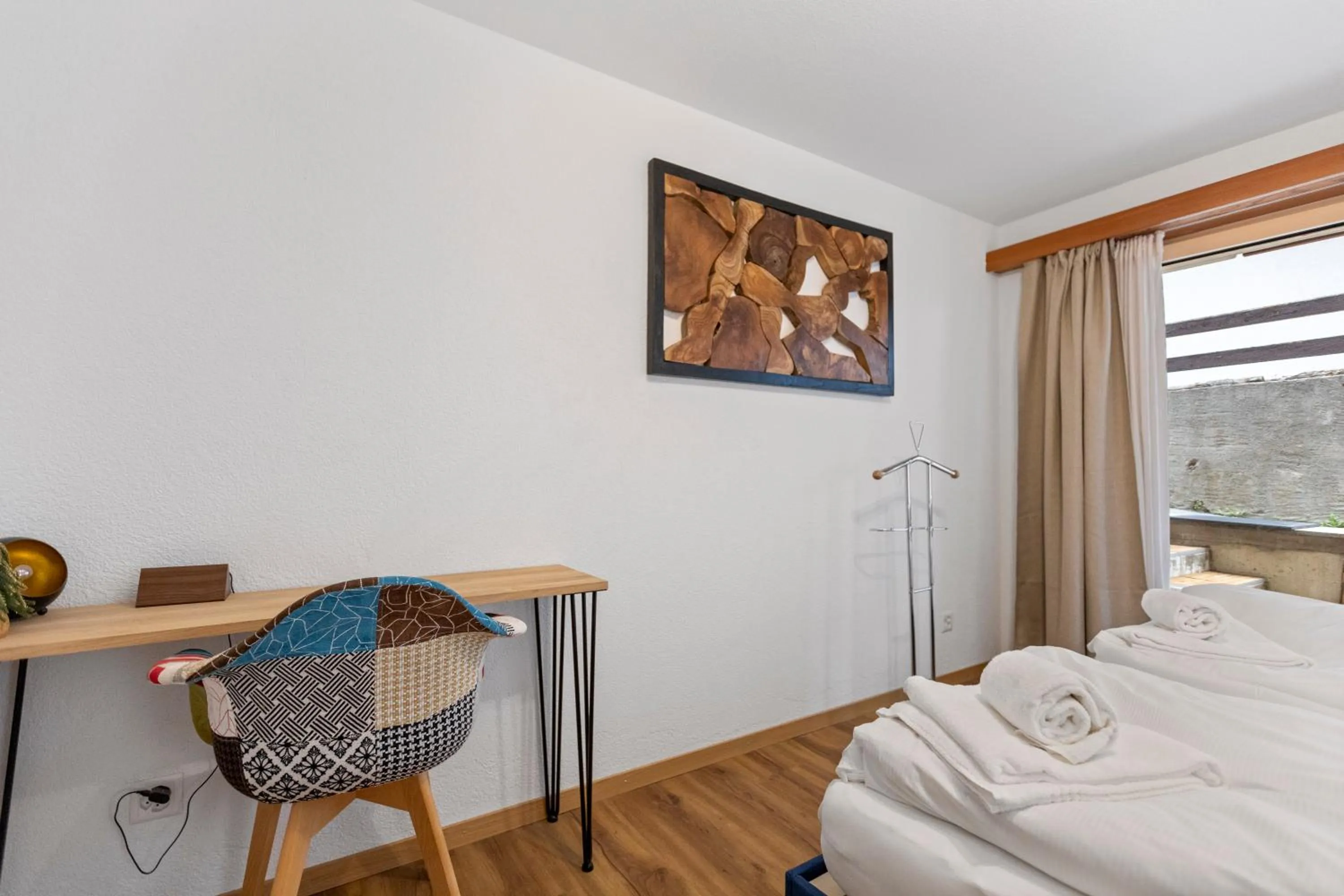 Patio, Bed in Centre de Saas-Fee - 2 chambres - balcon & patio