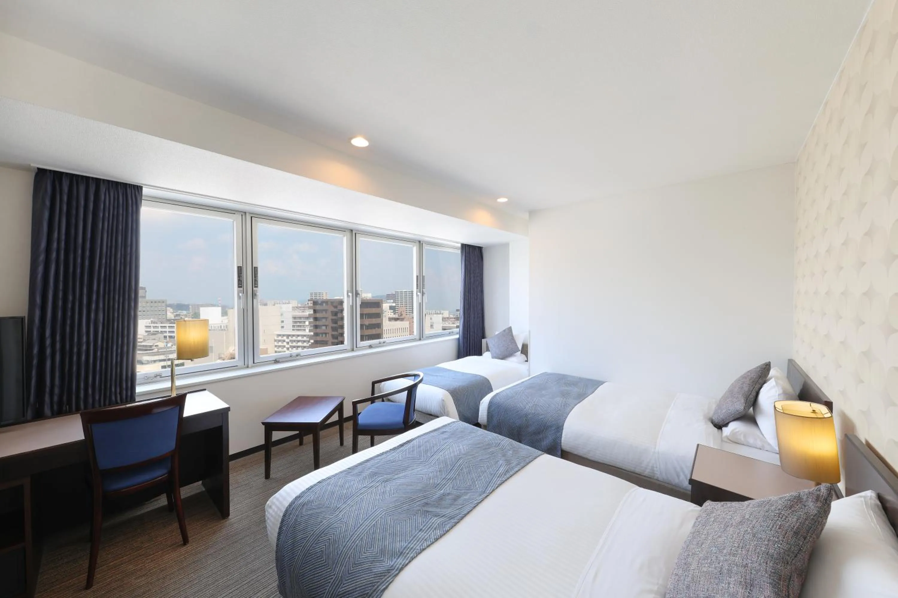 View (from property/room), Bed in ART HOTEL Miyazaki Sky Tower