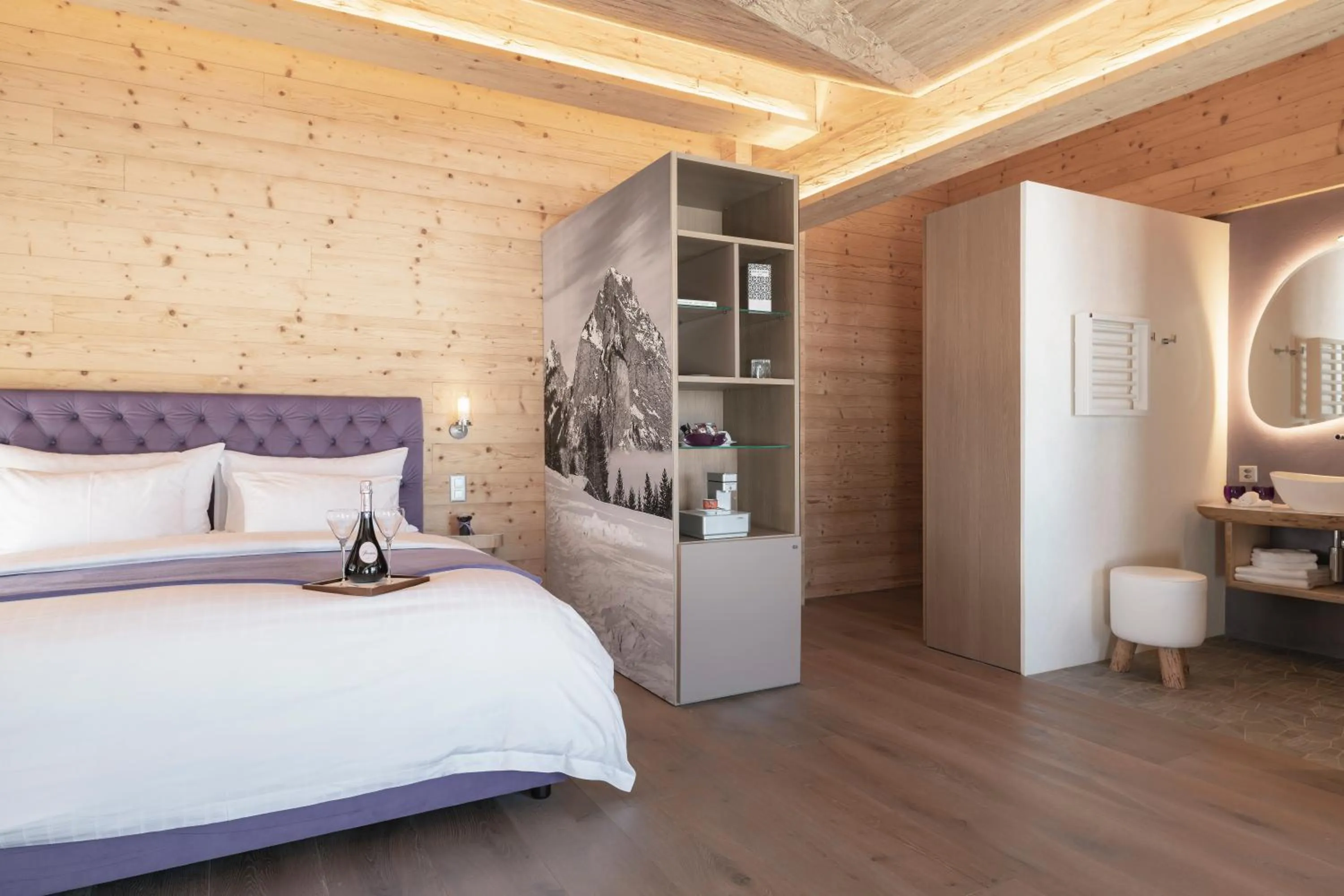 Bed in Caschu Alp Boutique Design Hotel Stoos - adults only