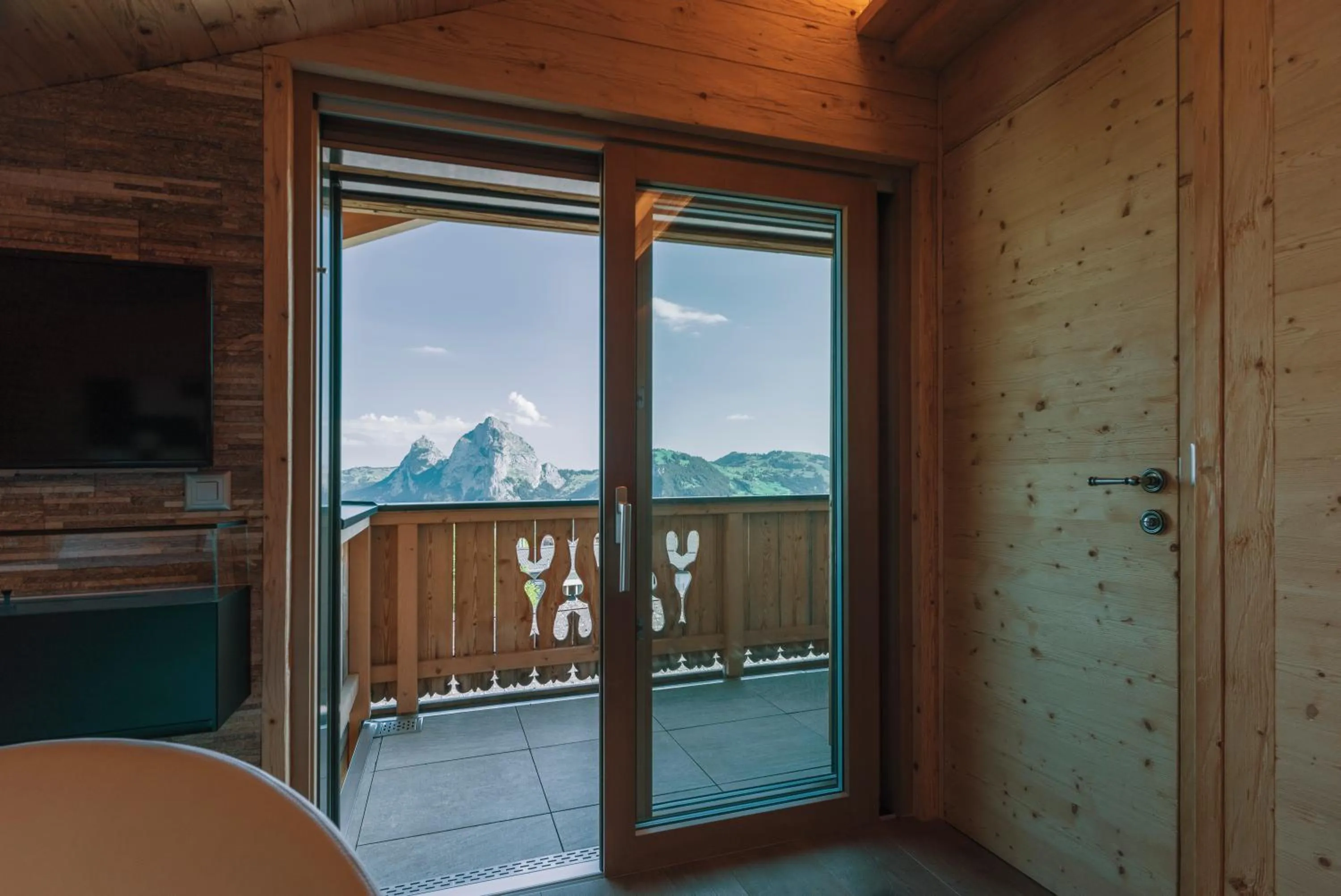 Balcony/Terrace in Caschu Alp Boutique Design Hotel Stoos - adults only