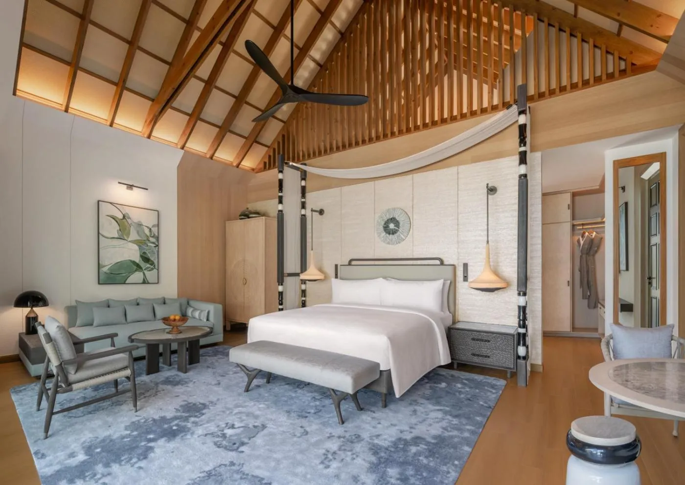 Bed in JW Marriott Maldives Kaafu Atoll Island Resort