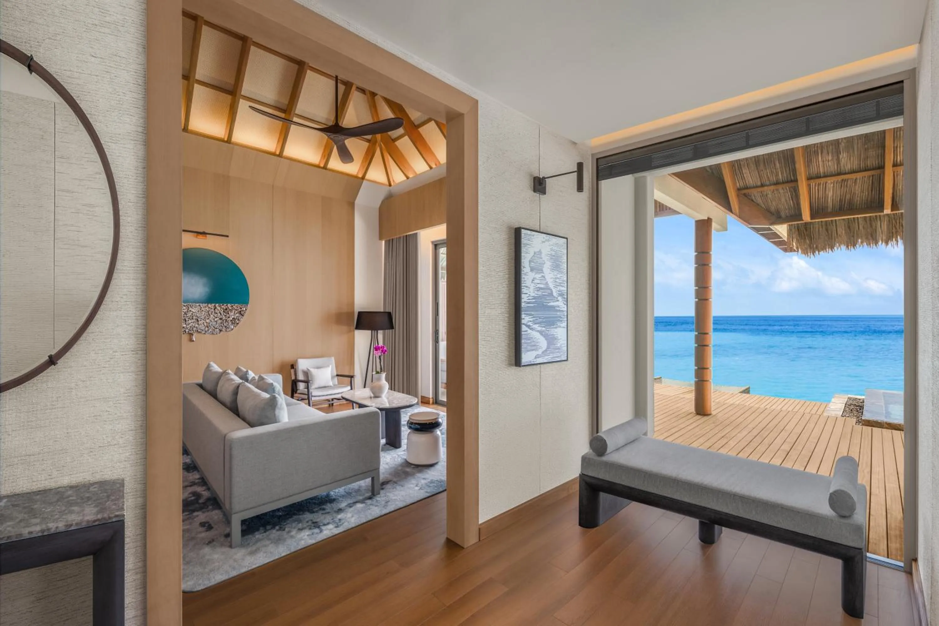 View (from property/room), Bed in JW Marriott Maldives Kaafu Atoll Island Resort