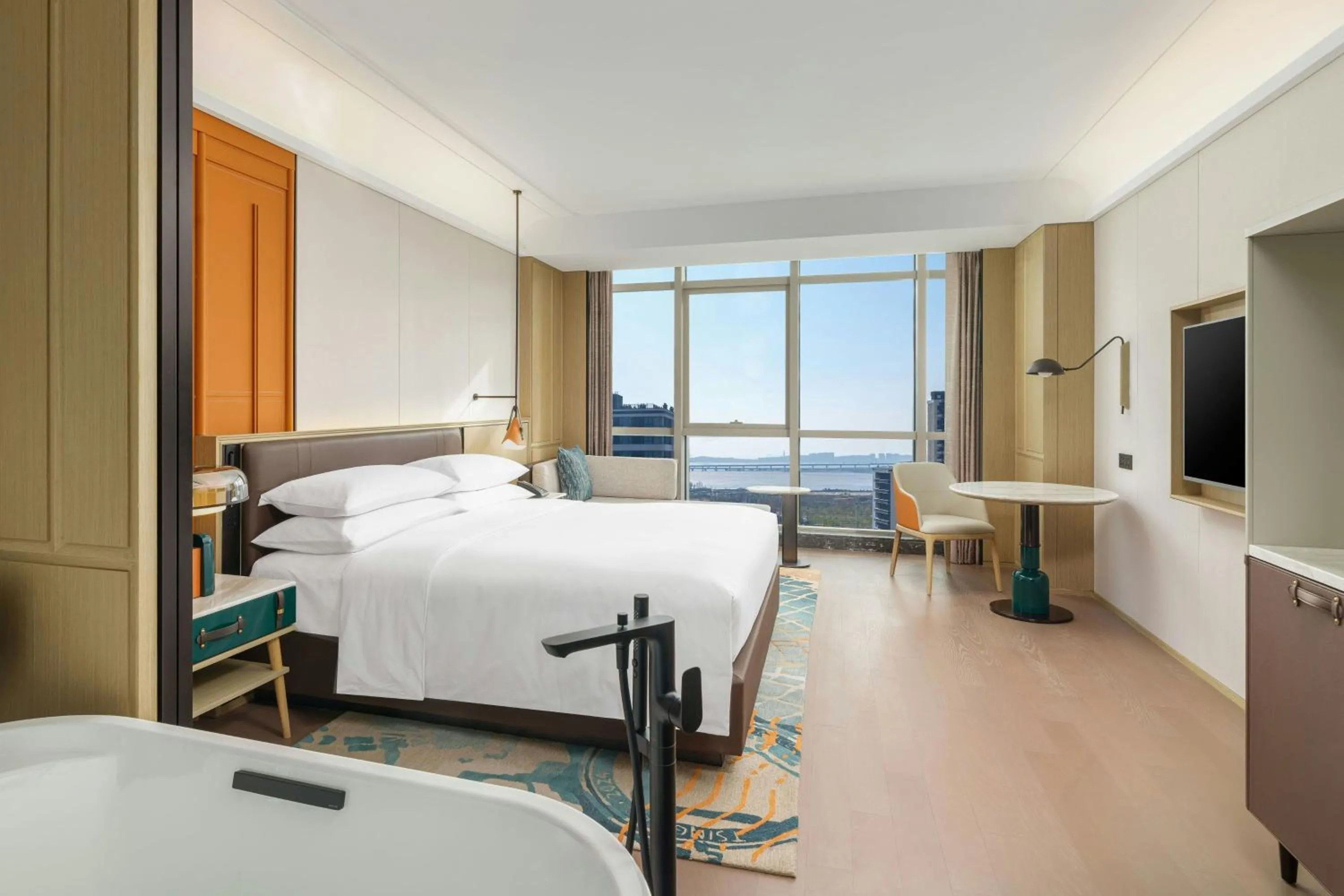 Bedroom, Bed in Renaissance Qingdao Hotel