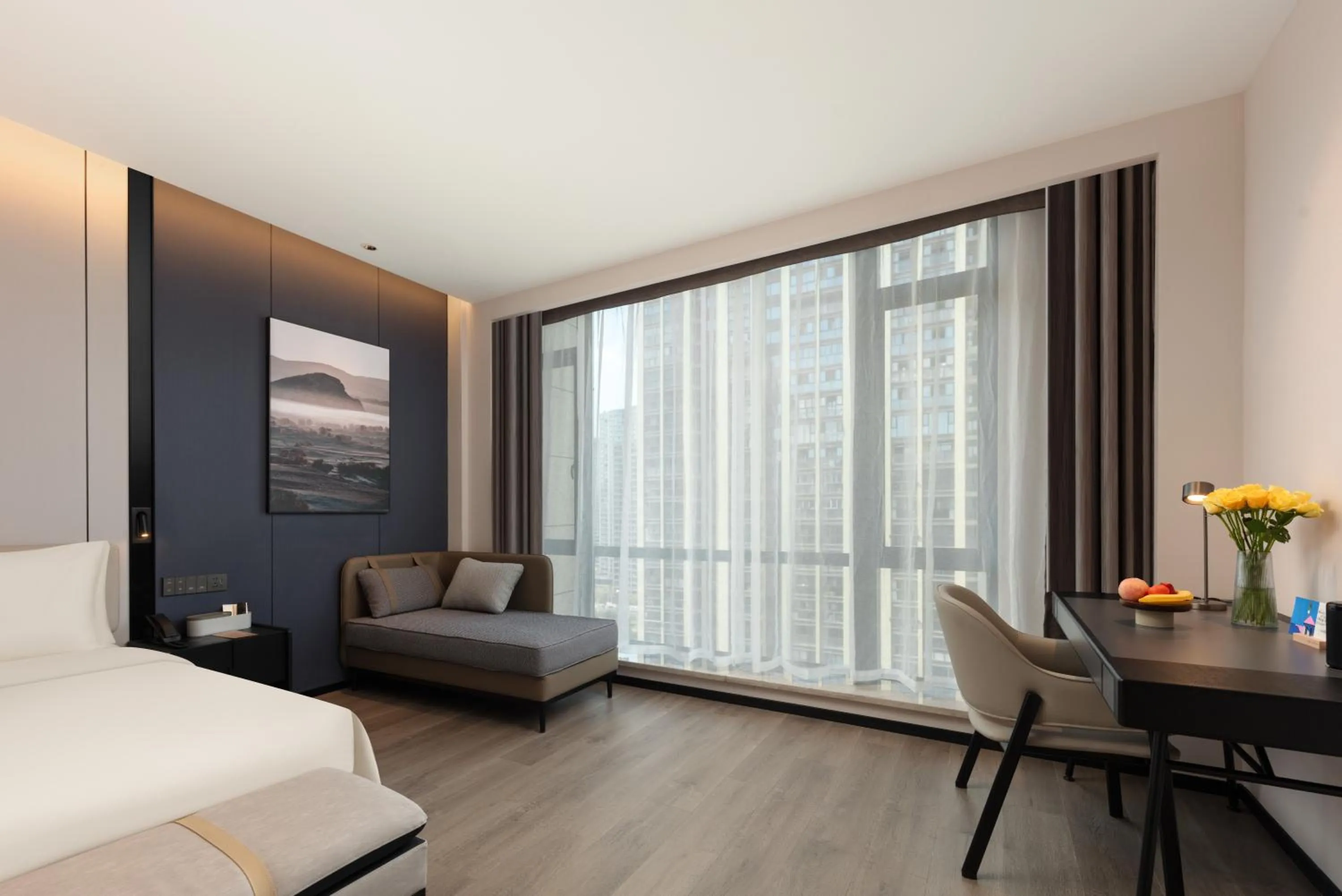 Seating area, Bed in Atour Hotel Hangzhou Xiaoshan Kaiyuan Plaza