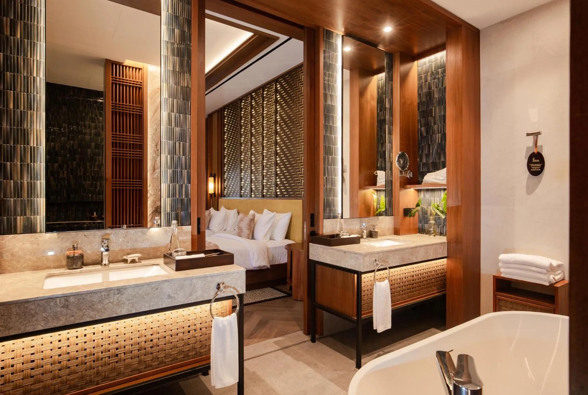 Bathroom, Bed in Plataran Puncak Suites