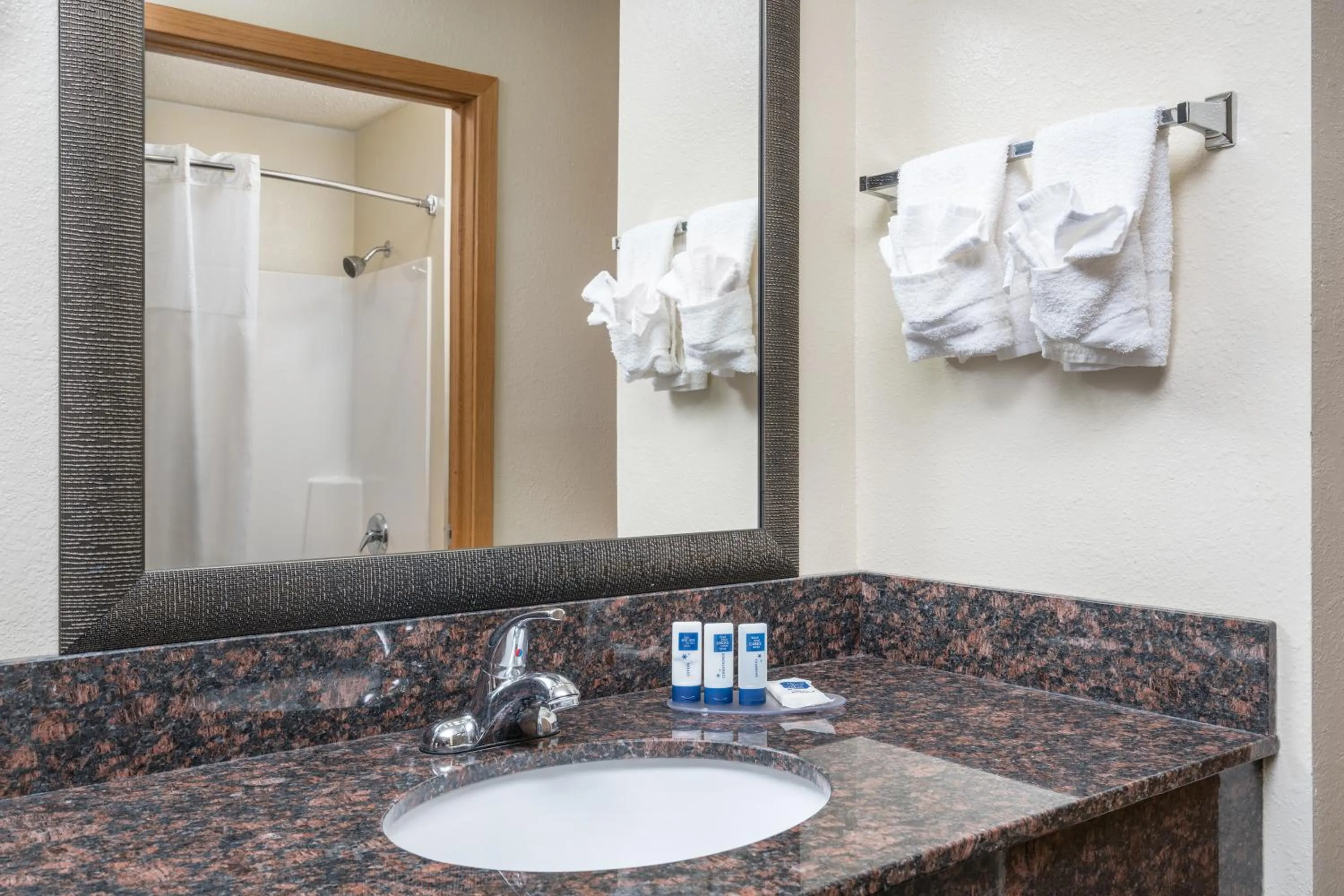 Bathroom in AmericInn by Wyndham Black River Falls I-94 on ATV Trail