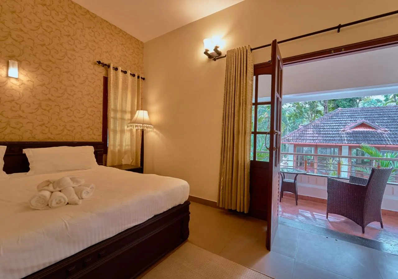 Balcony/Terrace, Bed in Ushasree Wayanad Premium Pool Resort by VOYE HOMES