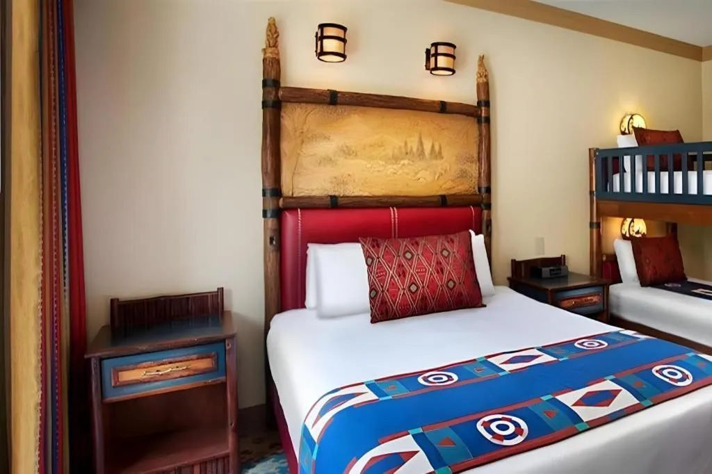 Bed in Disney's Wilderness Lodge