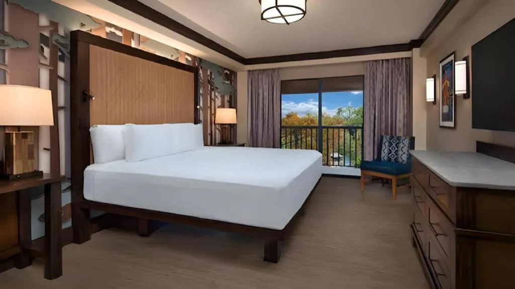 Bed in Disney's Wilderness Lodge