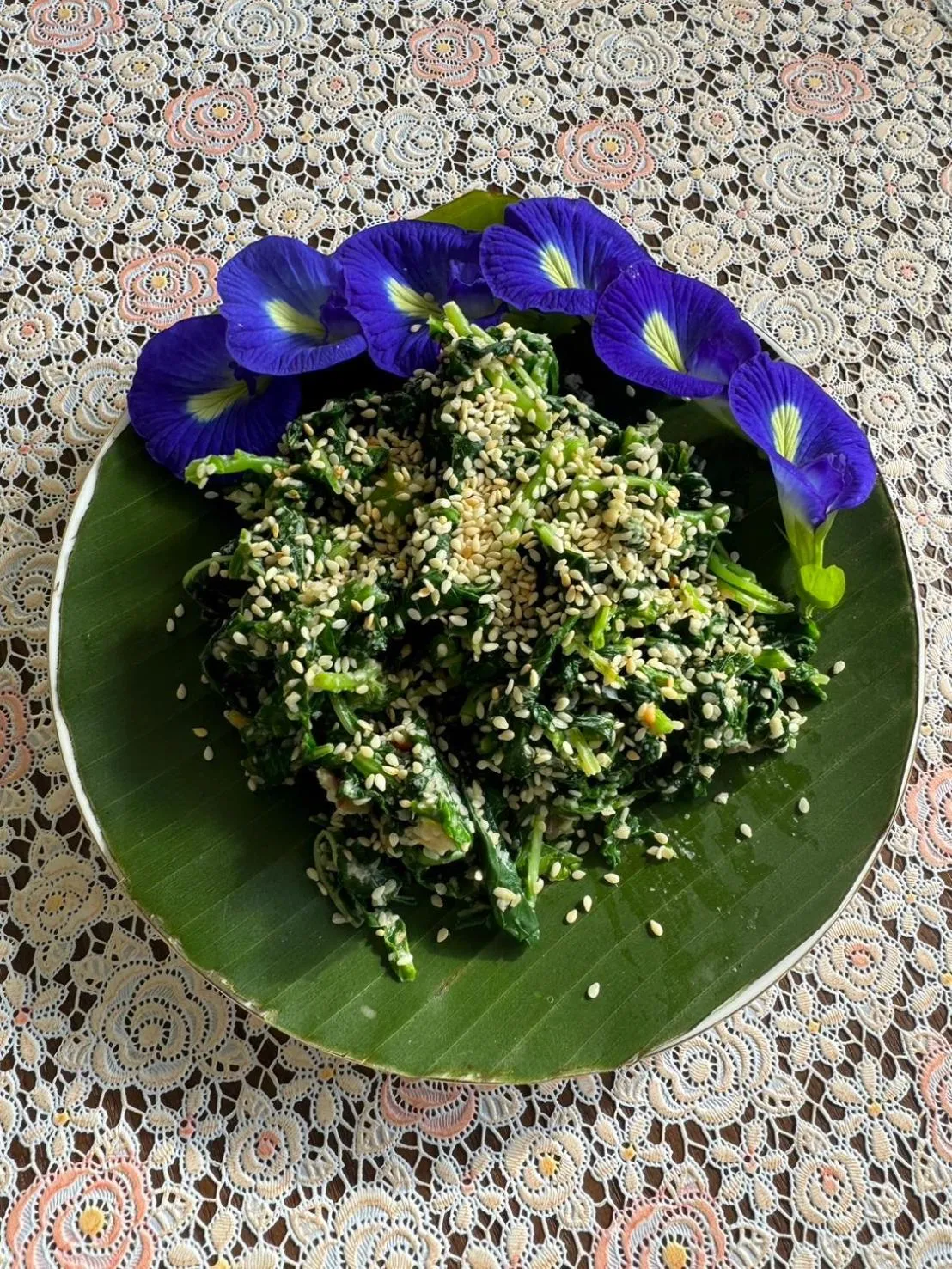 Food in Garden House Rice Field and Mountain View
