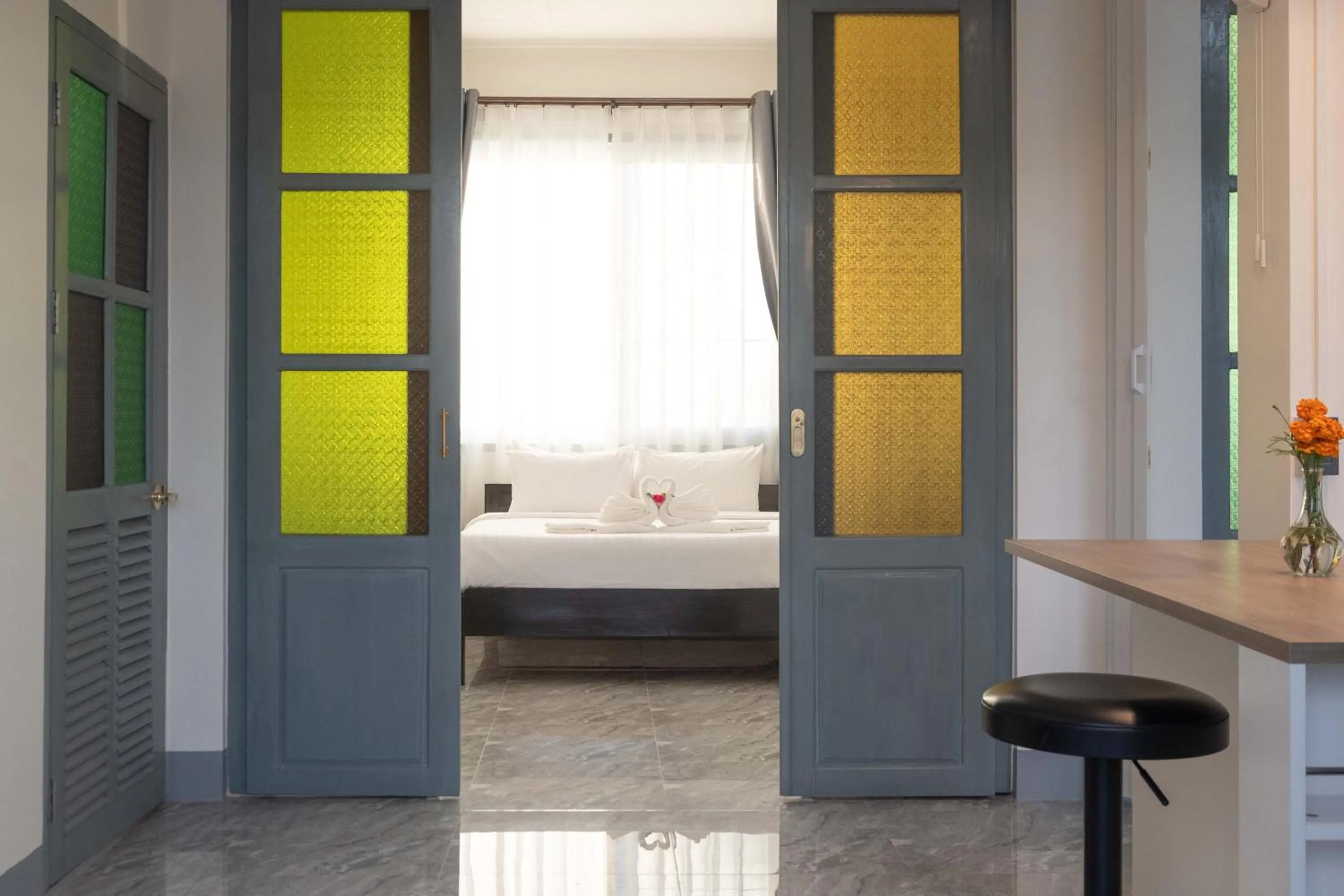 Property building, Bed in Garden House Rice Field and Mountain View