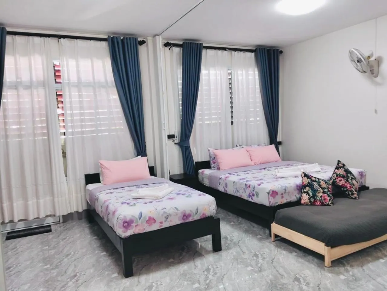 Bed in Garden House Rice Field and Mountain View