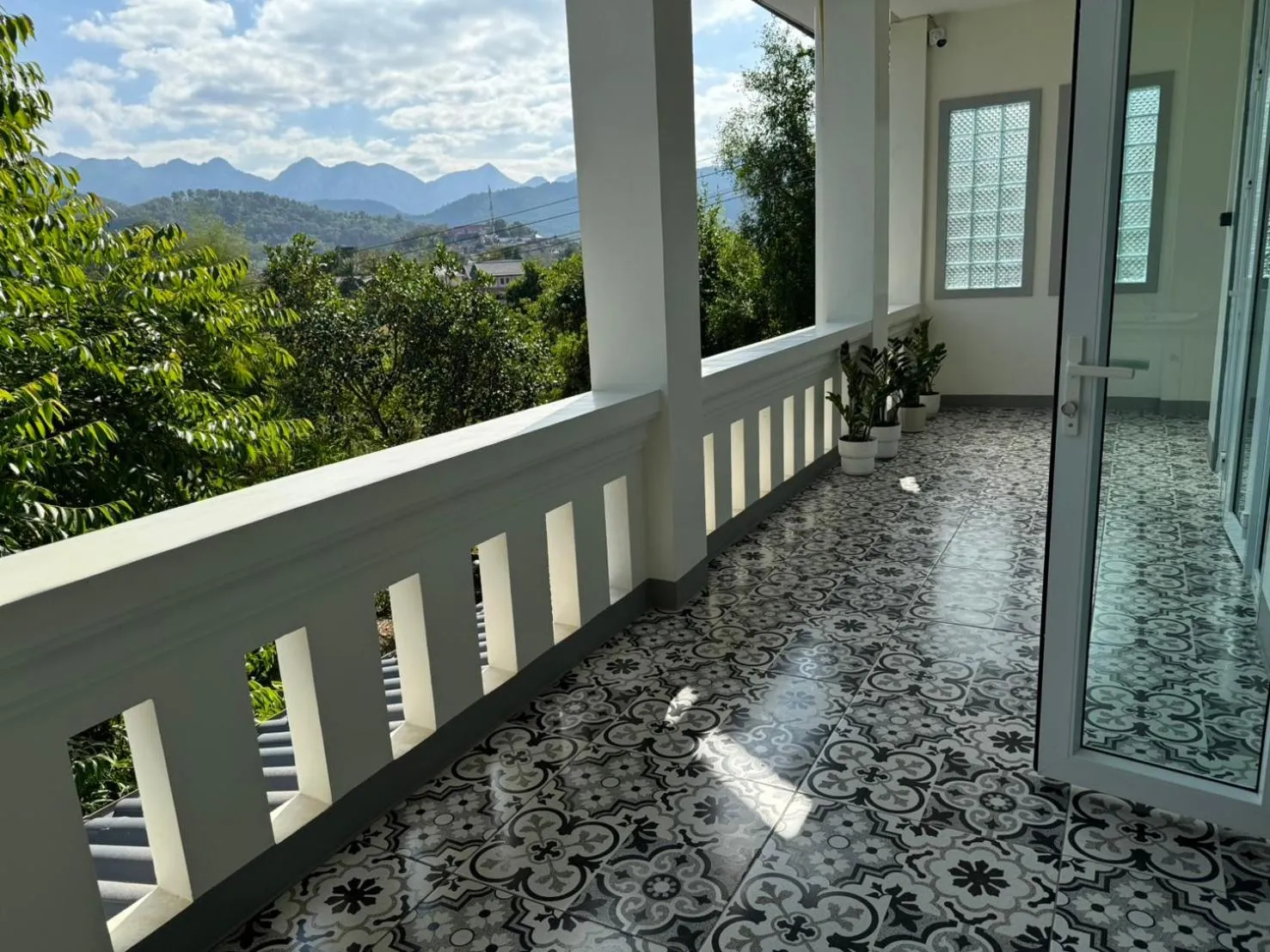 Balcony/Terrace in Garden House Rice Field and Mountain View