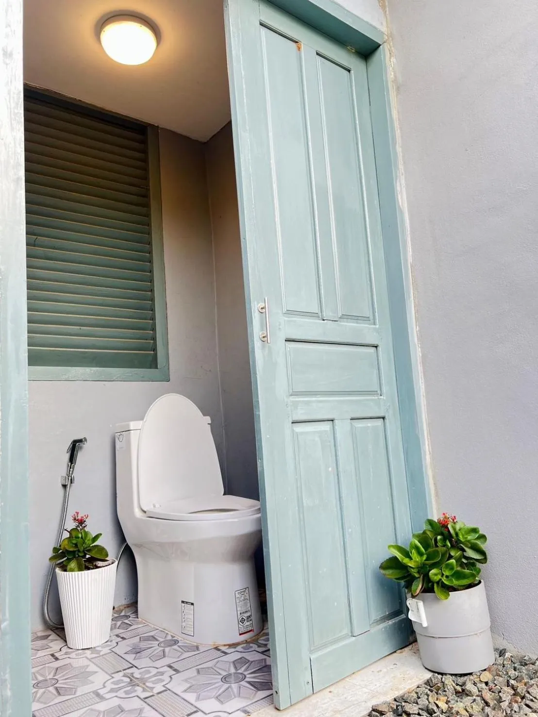 Bathroom in Garden House Rice Field and Mountain View