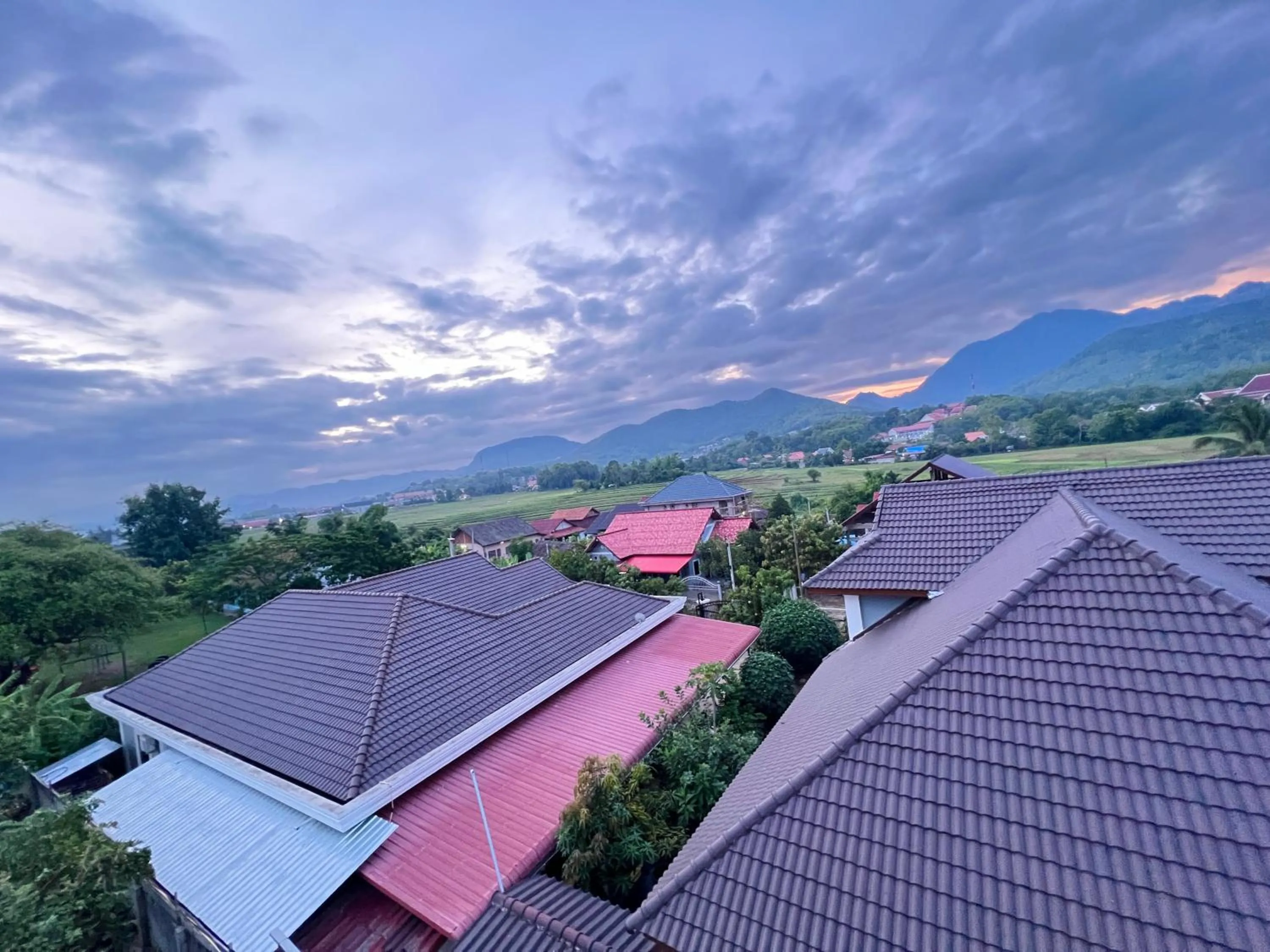 Day in Garden House Rice Field and Mountain View
