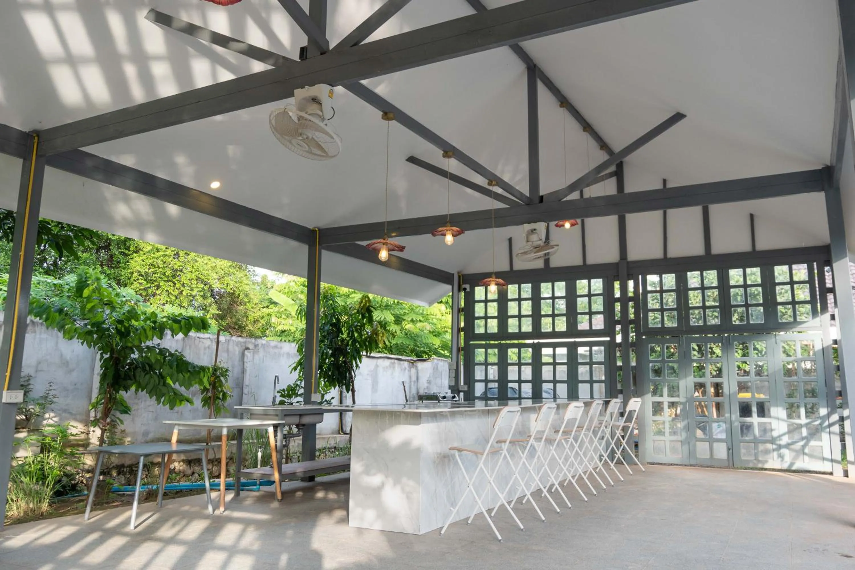 Patio in Garden House Rice Field and Mountain View
