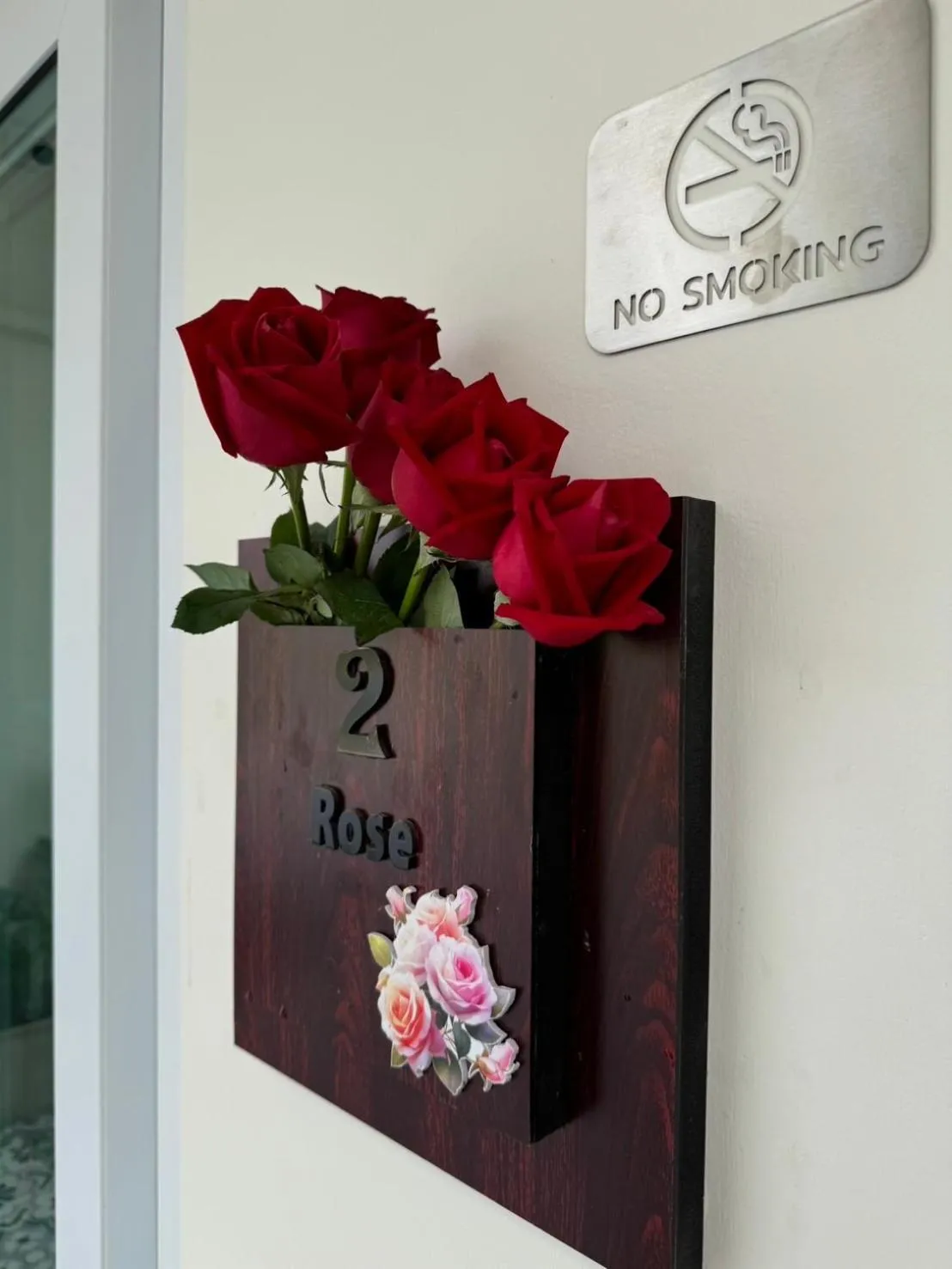 Text overlay in Garden House Rice Field and Mountain View