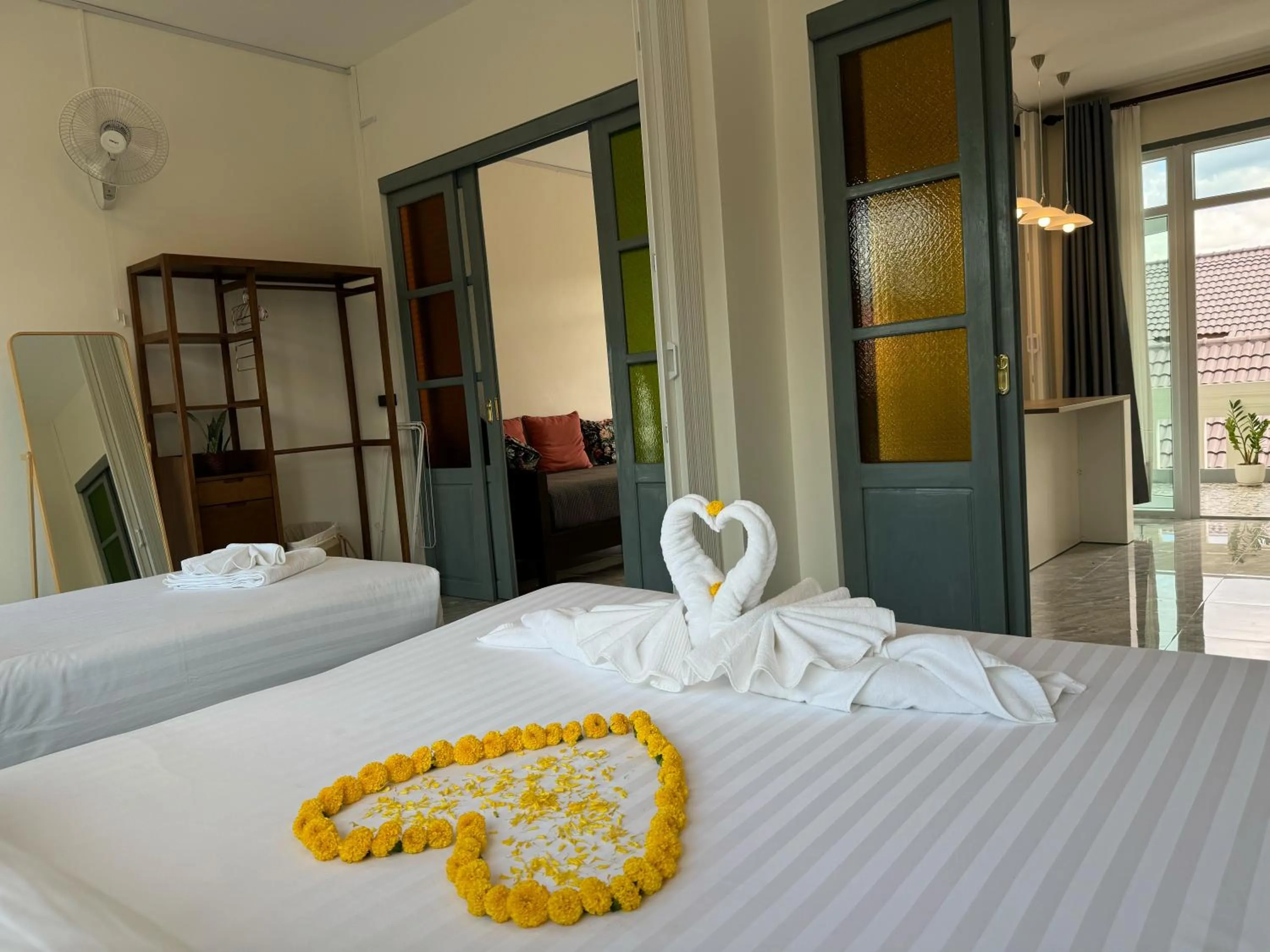 Bedroom, Bed in Garden House Rice Field and Mountain View