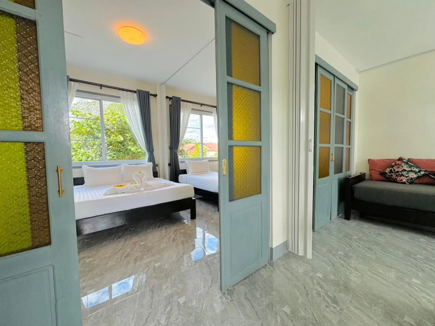 Bedroom, Bed in Garden House Rice Field and Mountain View