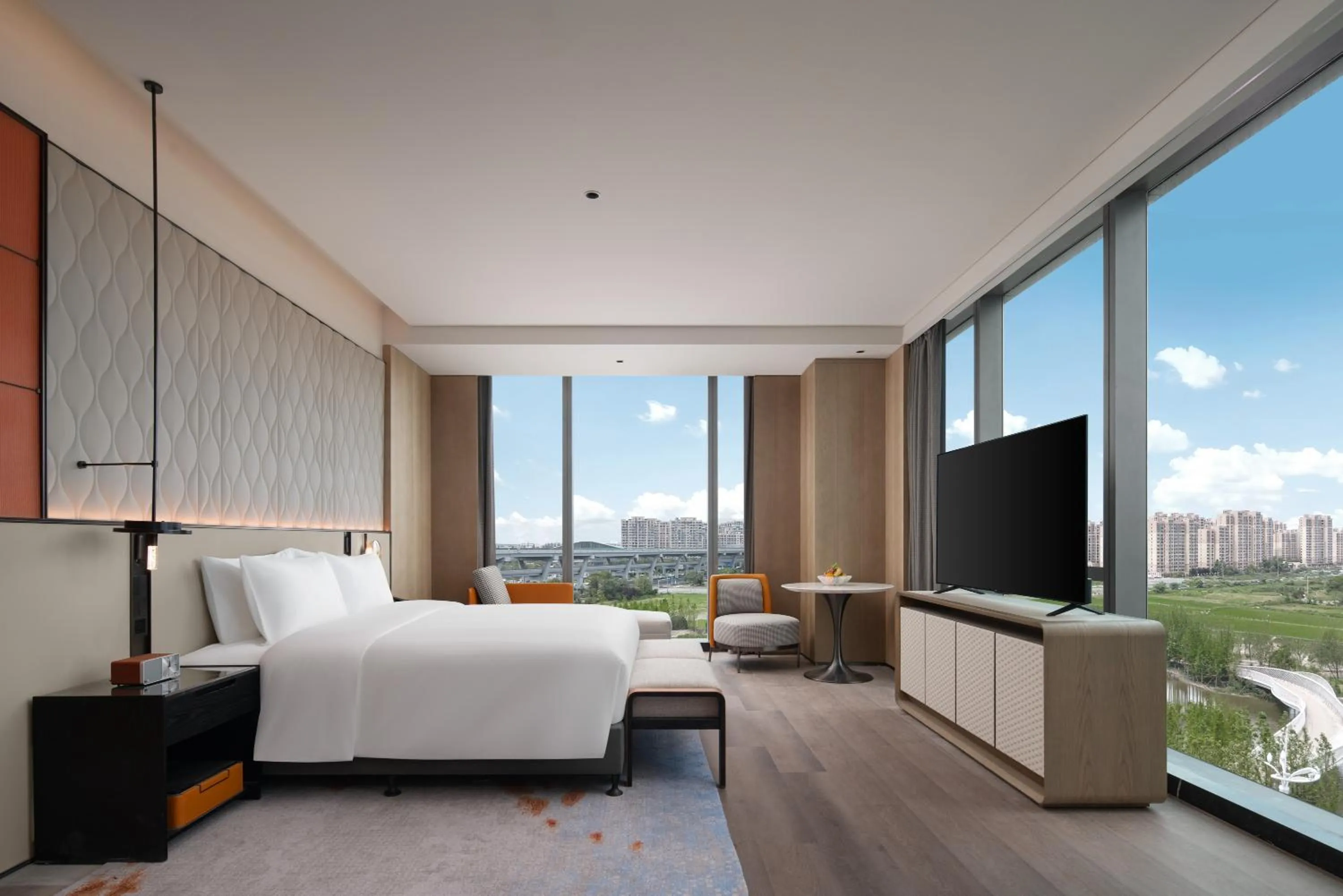 View (from property/room), Bed in Jinmao Grandee Hotel Ningbo