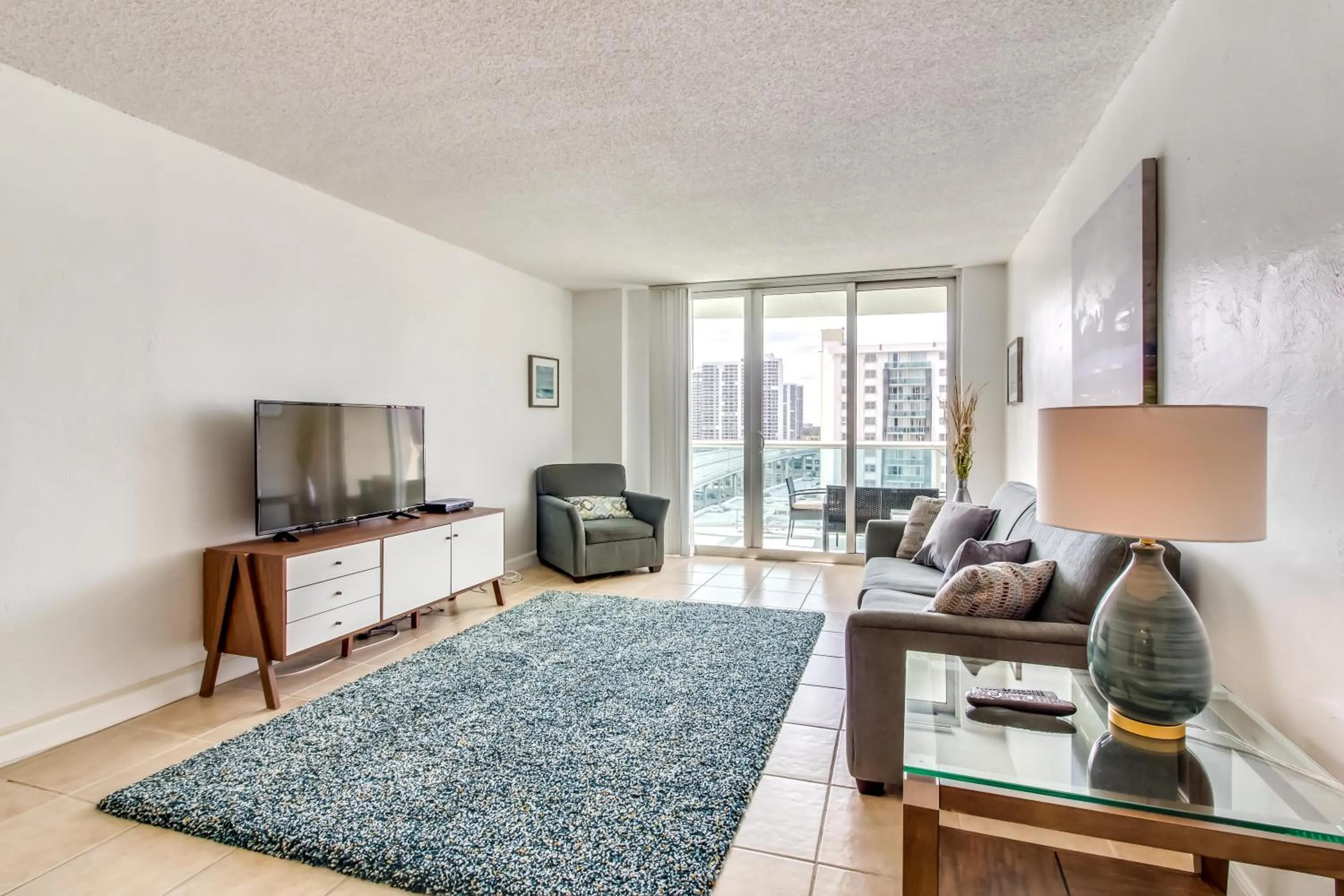 Living room in Ocean Reserve Luxury Condos Across from Sunny Isles Beach