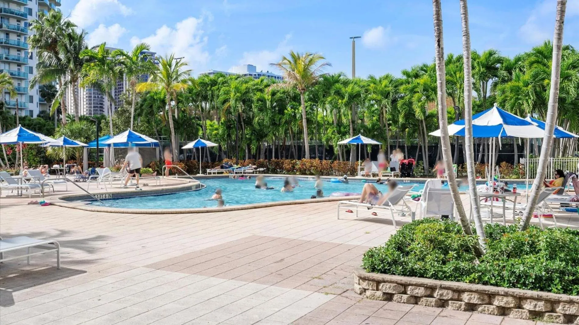 Pool view in Ocean Reserve Luxury Condos Across from Sunny Isles Beach