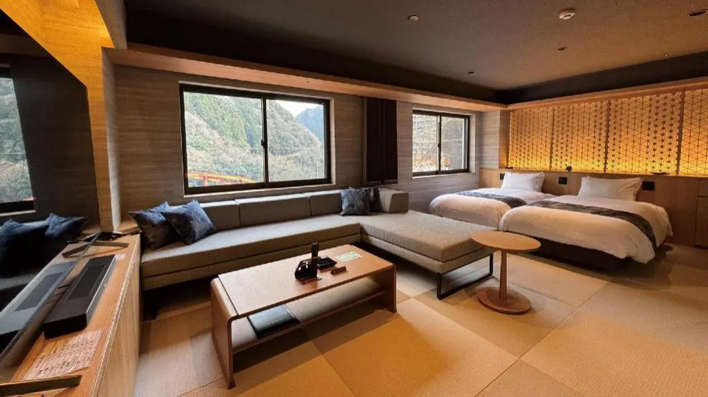 Bed in Hotel Obokekyo Mannaka