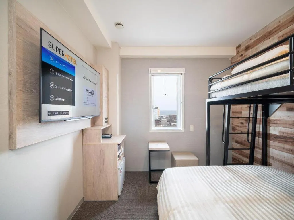 Bed in Super Hotel Hakodate