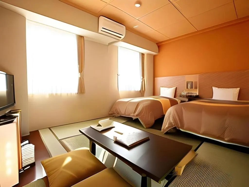 Bed in Hotel 1-2-3 Kofu Shingen Onsen