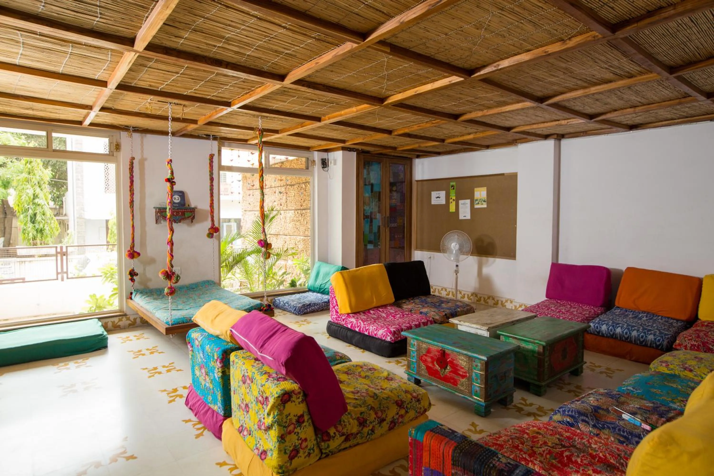 Communal lounge/ TV room in Moustache Hostel, Jaipur