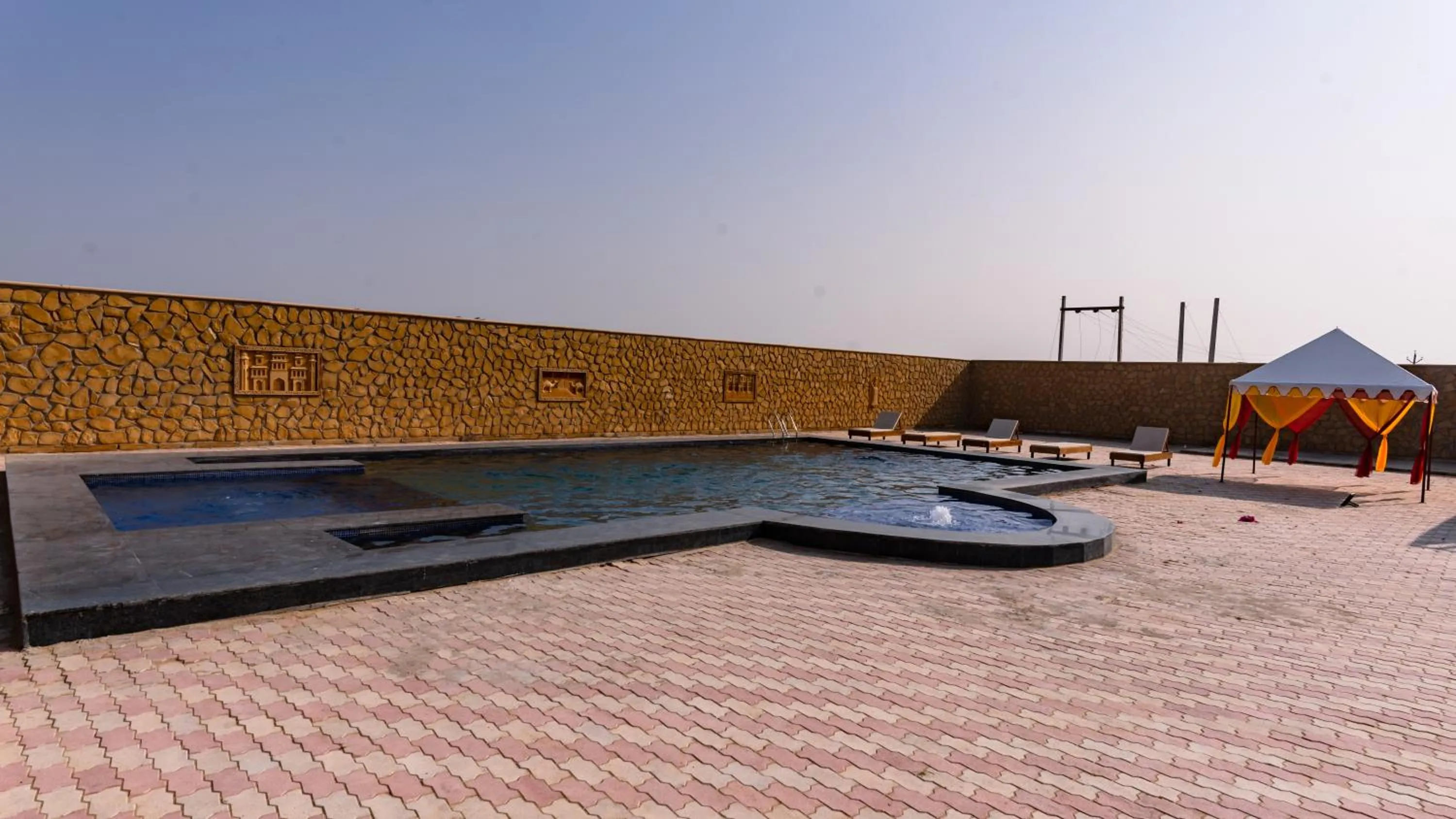 Swimming pool in sand castle resort