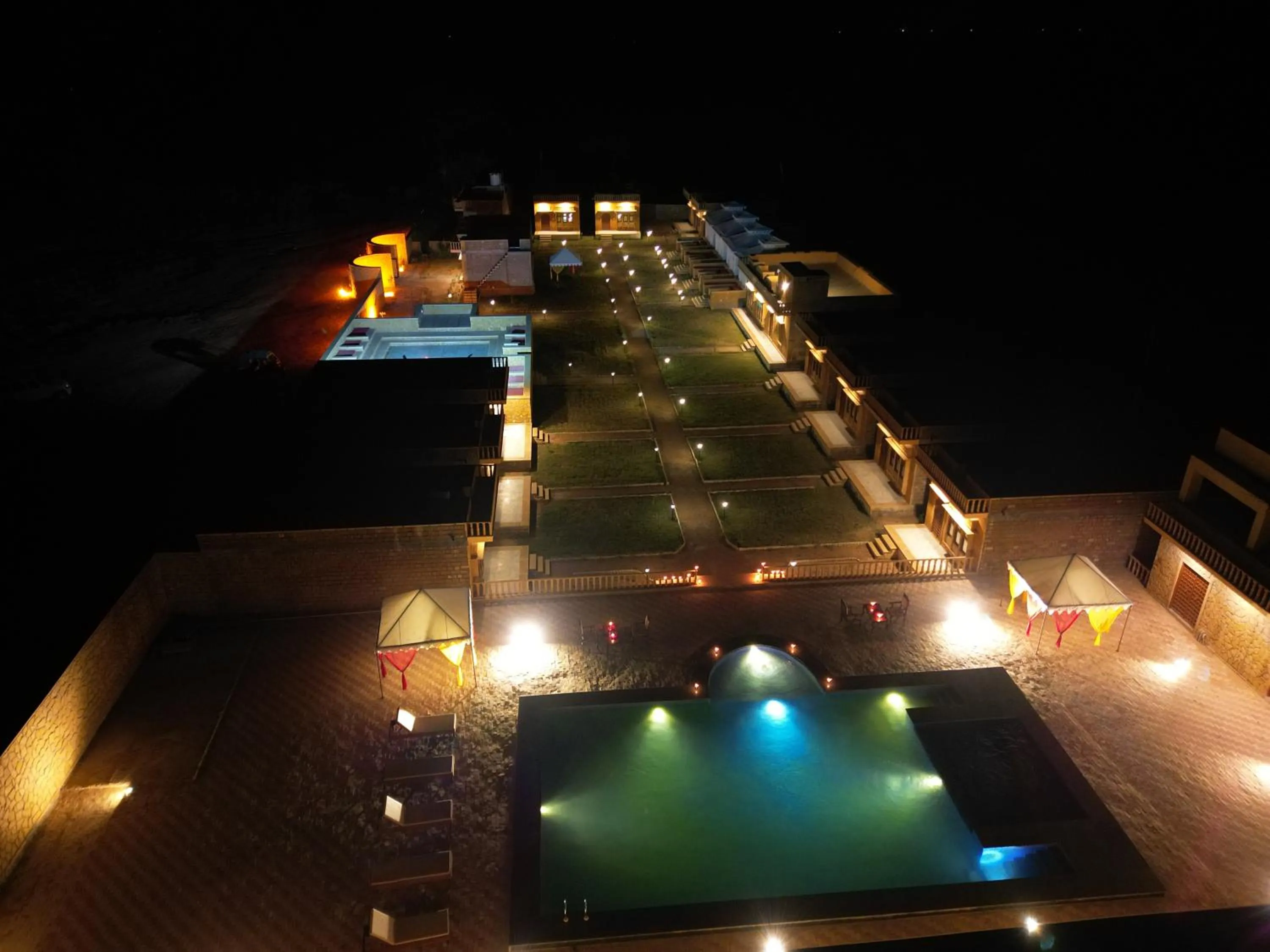Swimming pool in sand castle resort