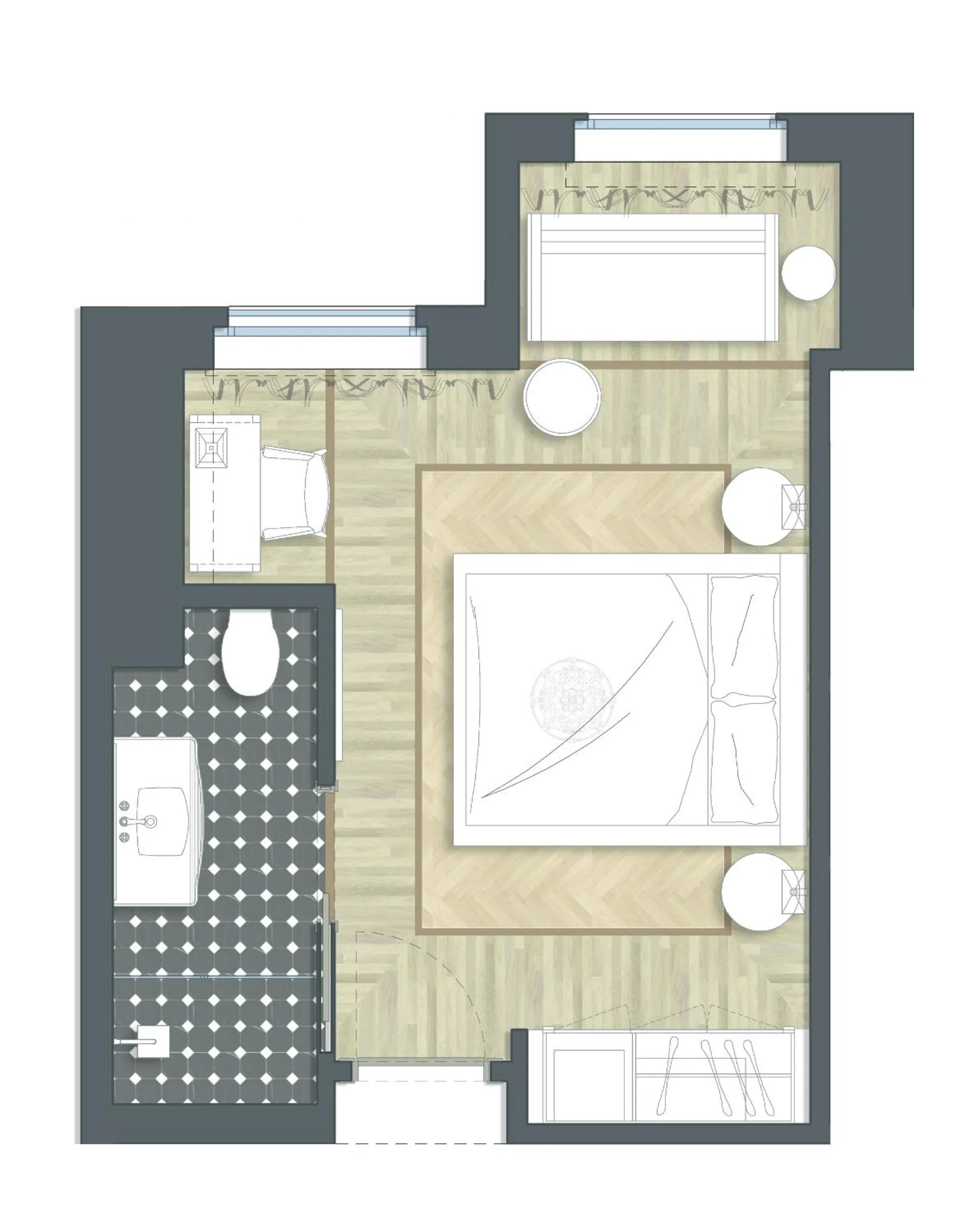 Floor plan in Duomo Rooms