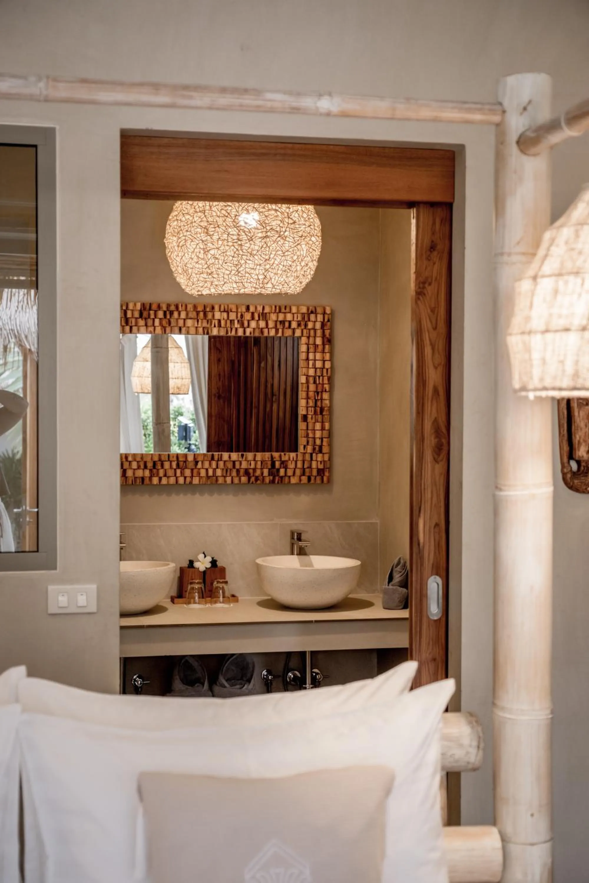 Bathroom, Bed in The Deck Cottages Samui