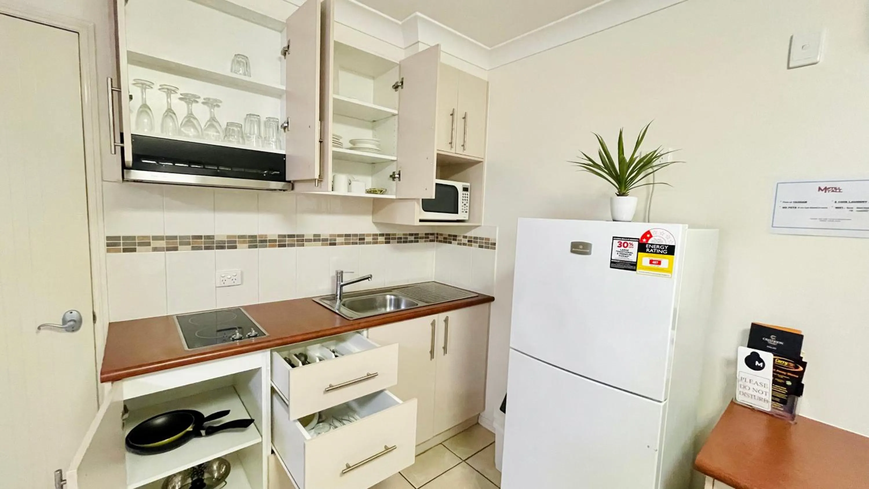 kitchen in Motel Myall