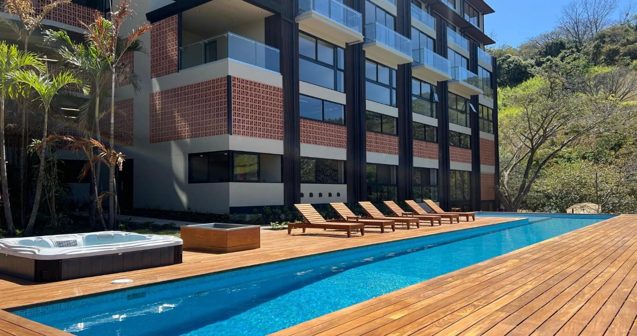 Pool view in BEE Suites San José - Santa Ana