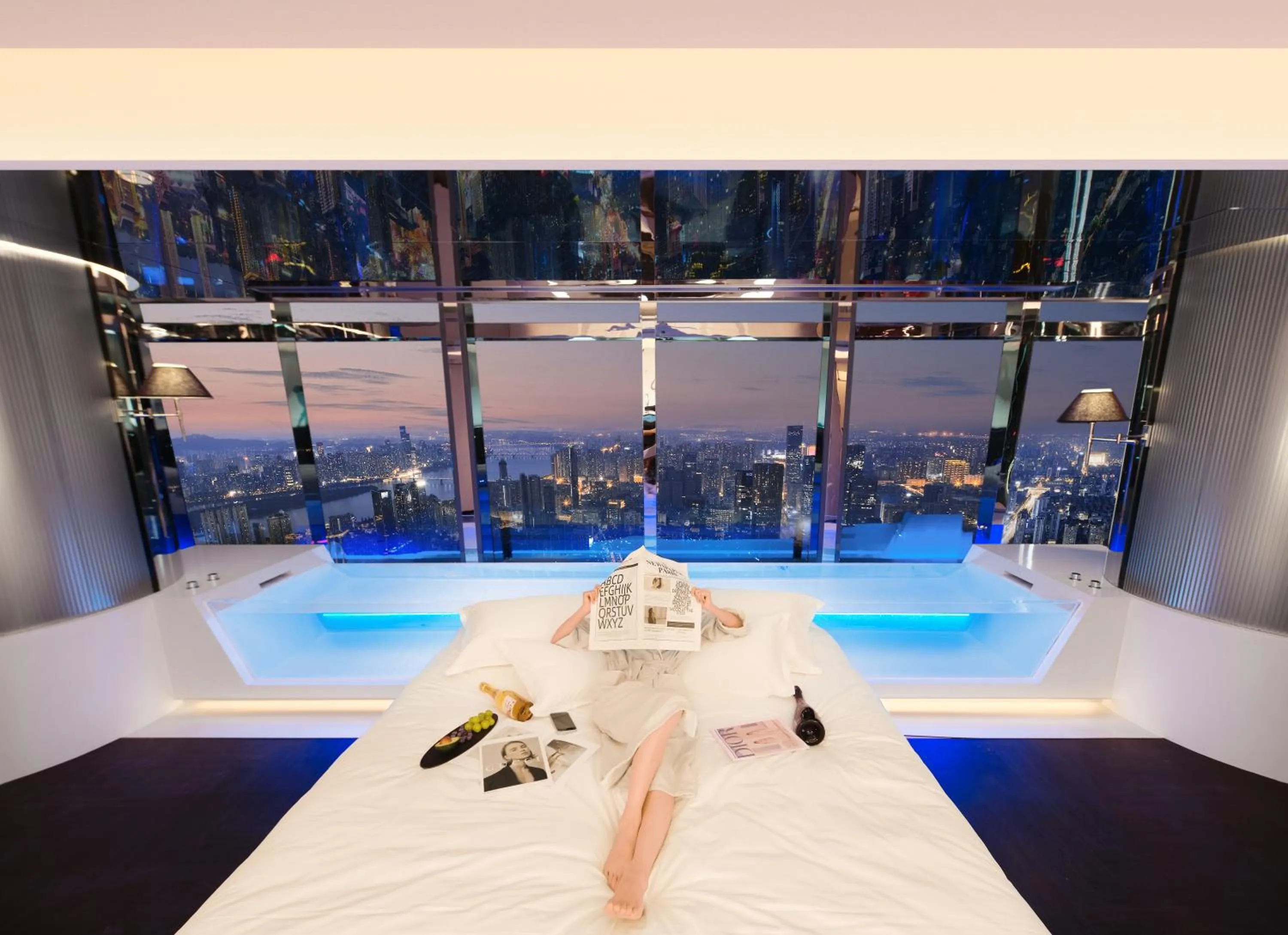 Bed in ISEYA Panoramic Hotel Changsha Wuyi Square Flagship