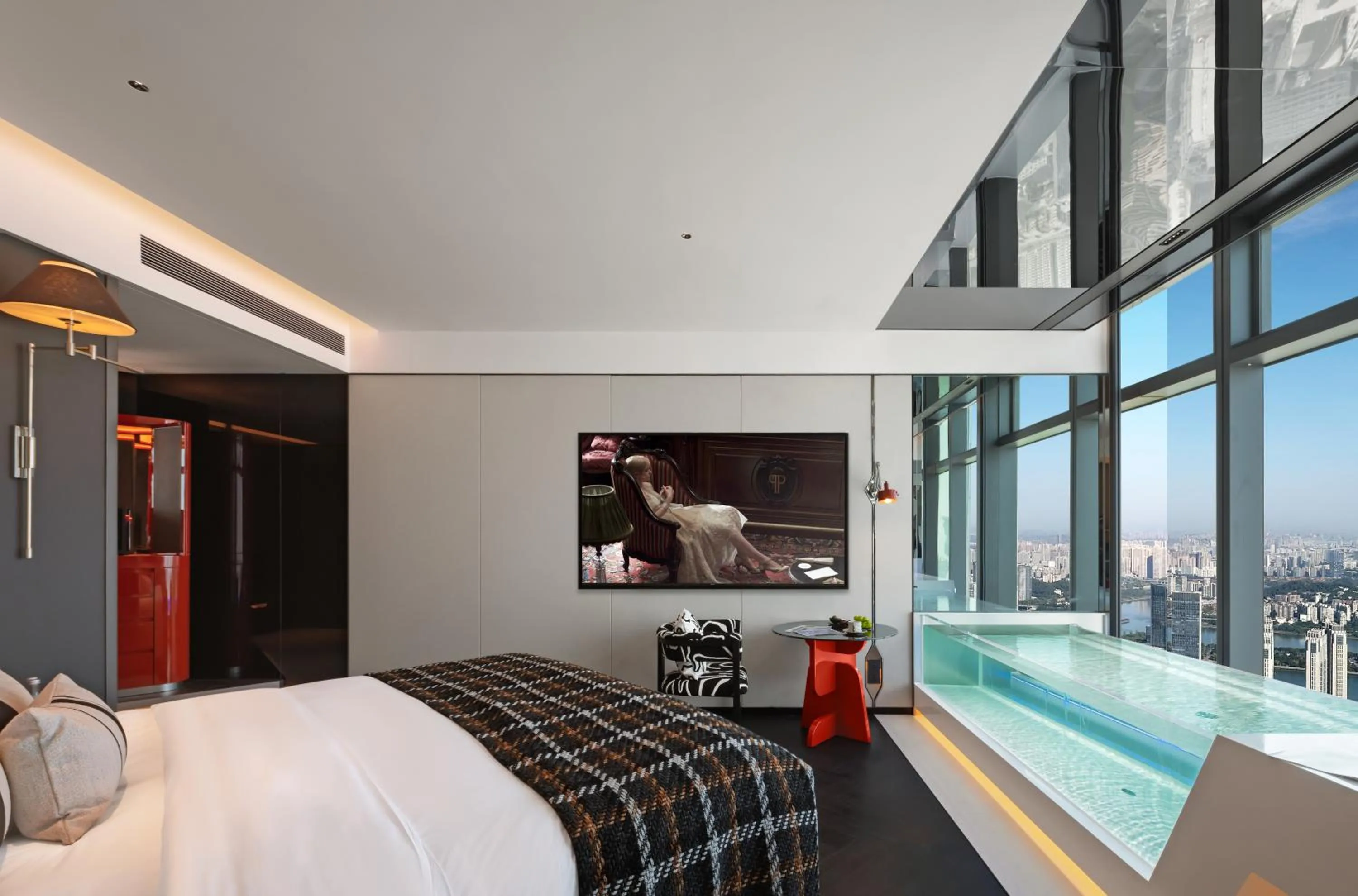 Bath, Bed in ISEYA Panoramic Hotel Changsha Wuyi Square Flagship