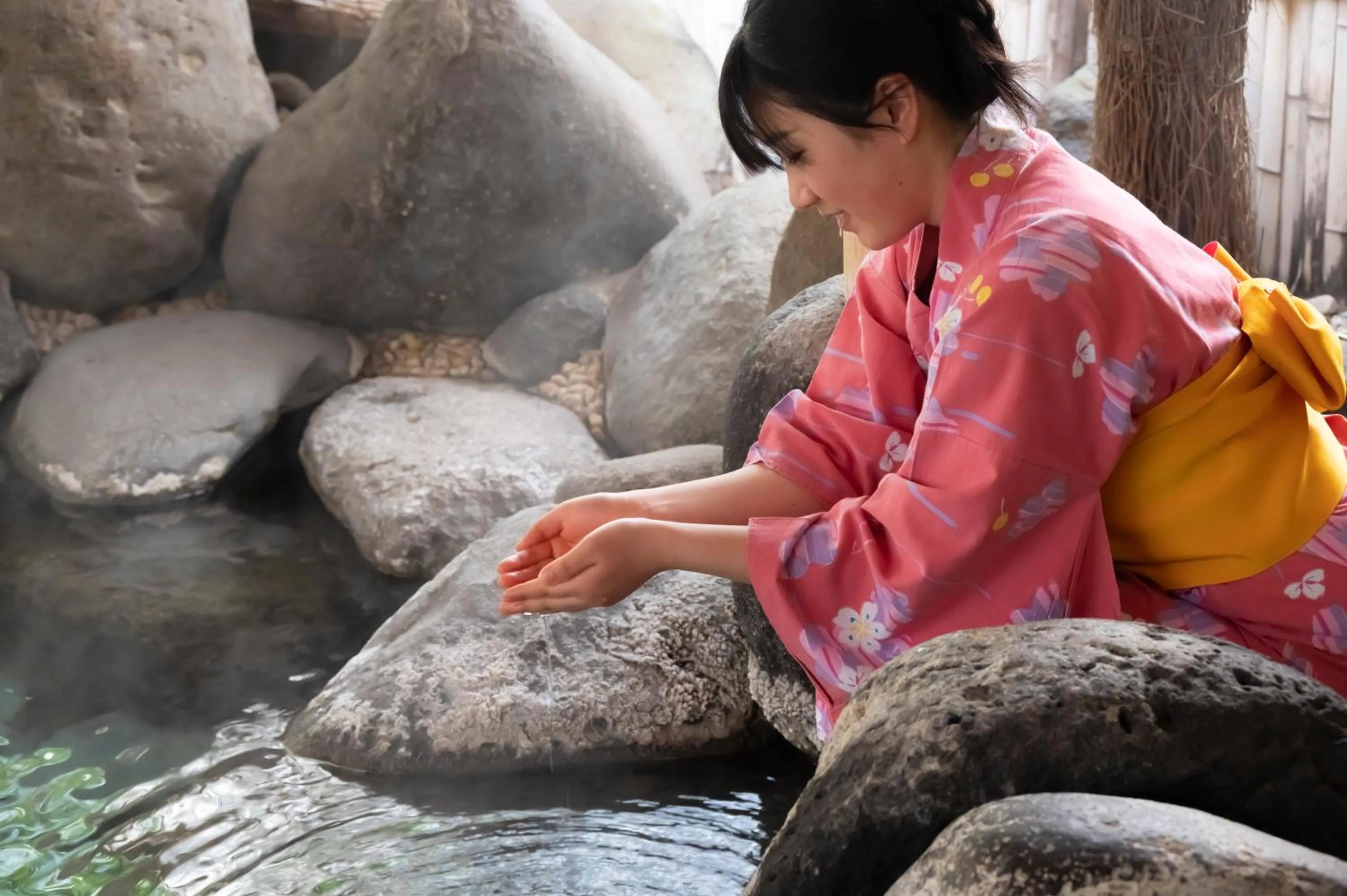 Hot Spring Bath in Senkeien Tsukioka Hotel