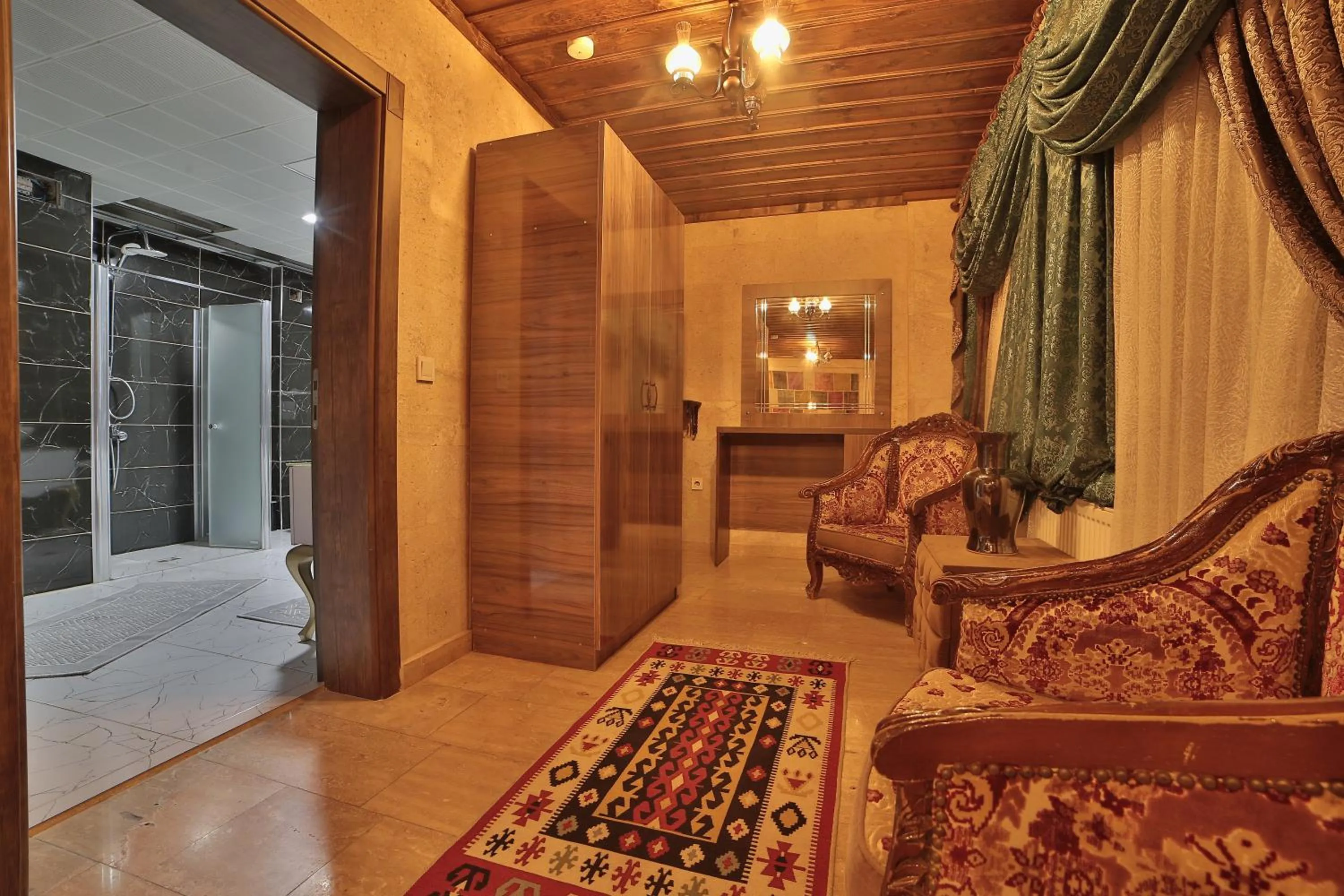 Living room, Bed in Goreme Cave Rooms&Pool