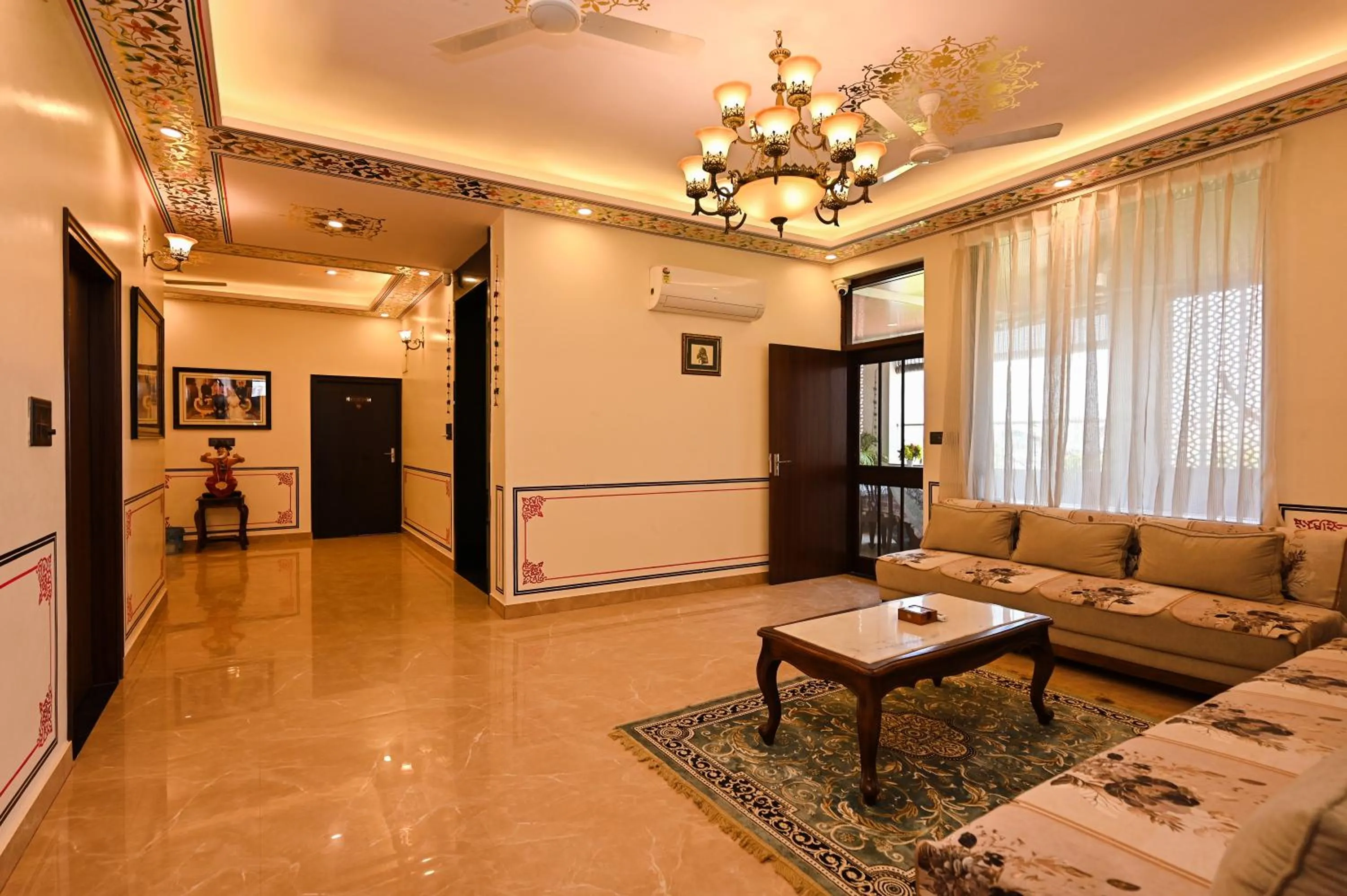 Seating area in Harnawa Haveli - A Boutique Heritage Stay