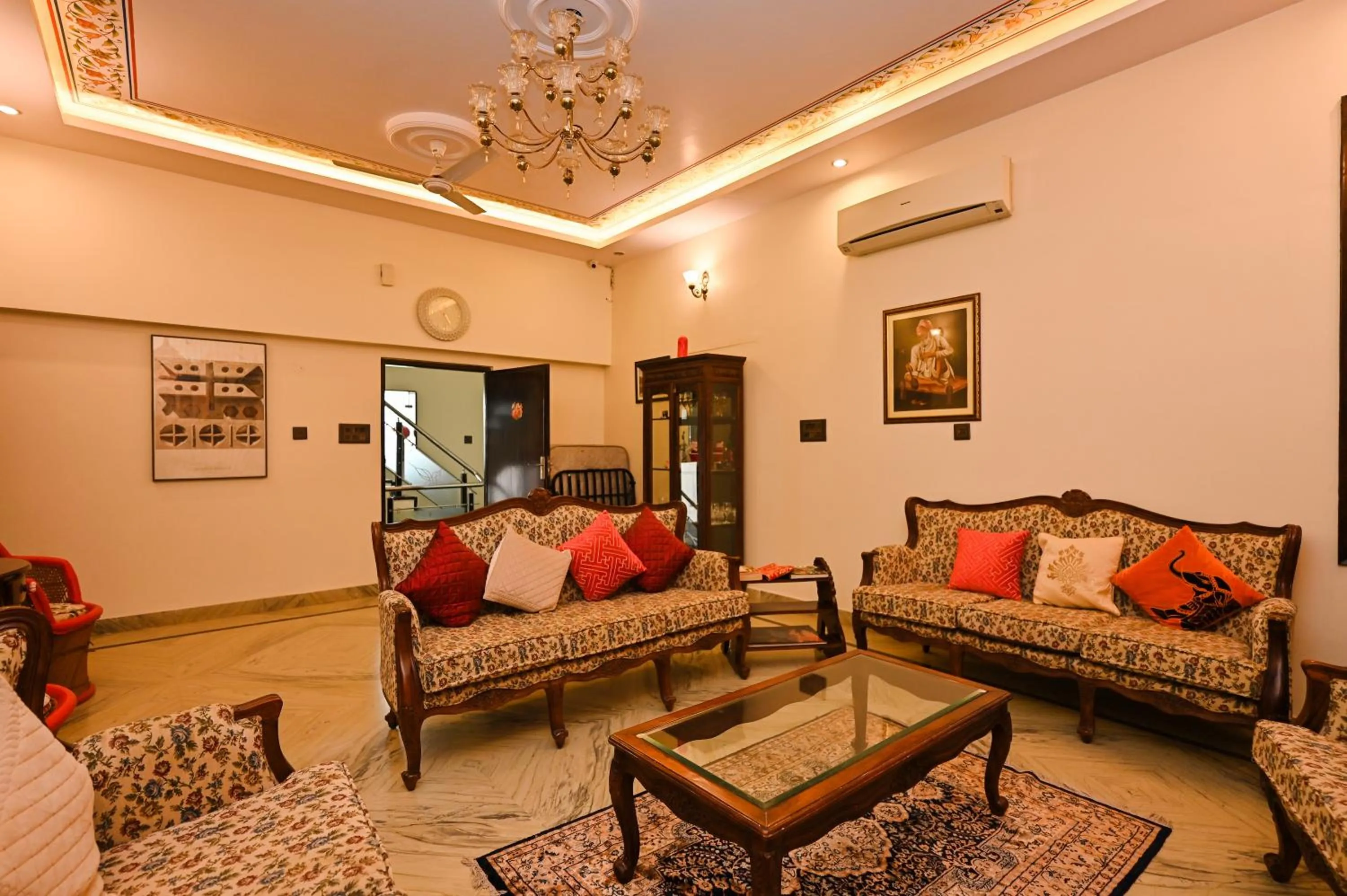 Seating area in Harnawa Haveli - A Boutique Heritage Stay