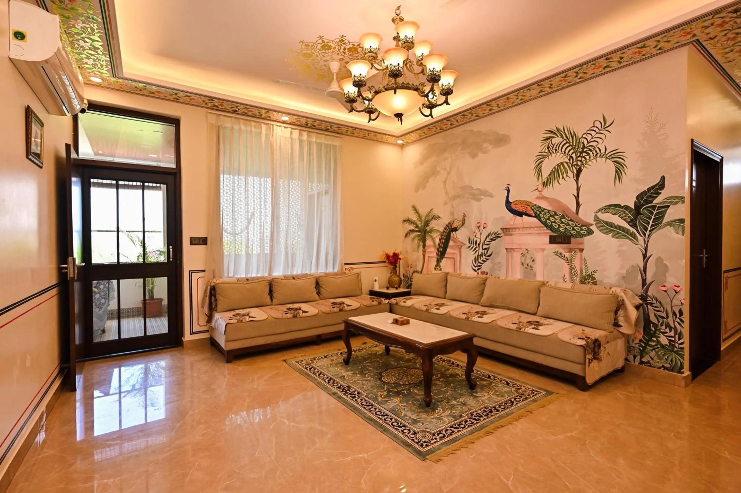 Seating area in Harnawa Haveli - A Boutique Heritage Stay