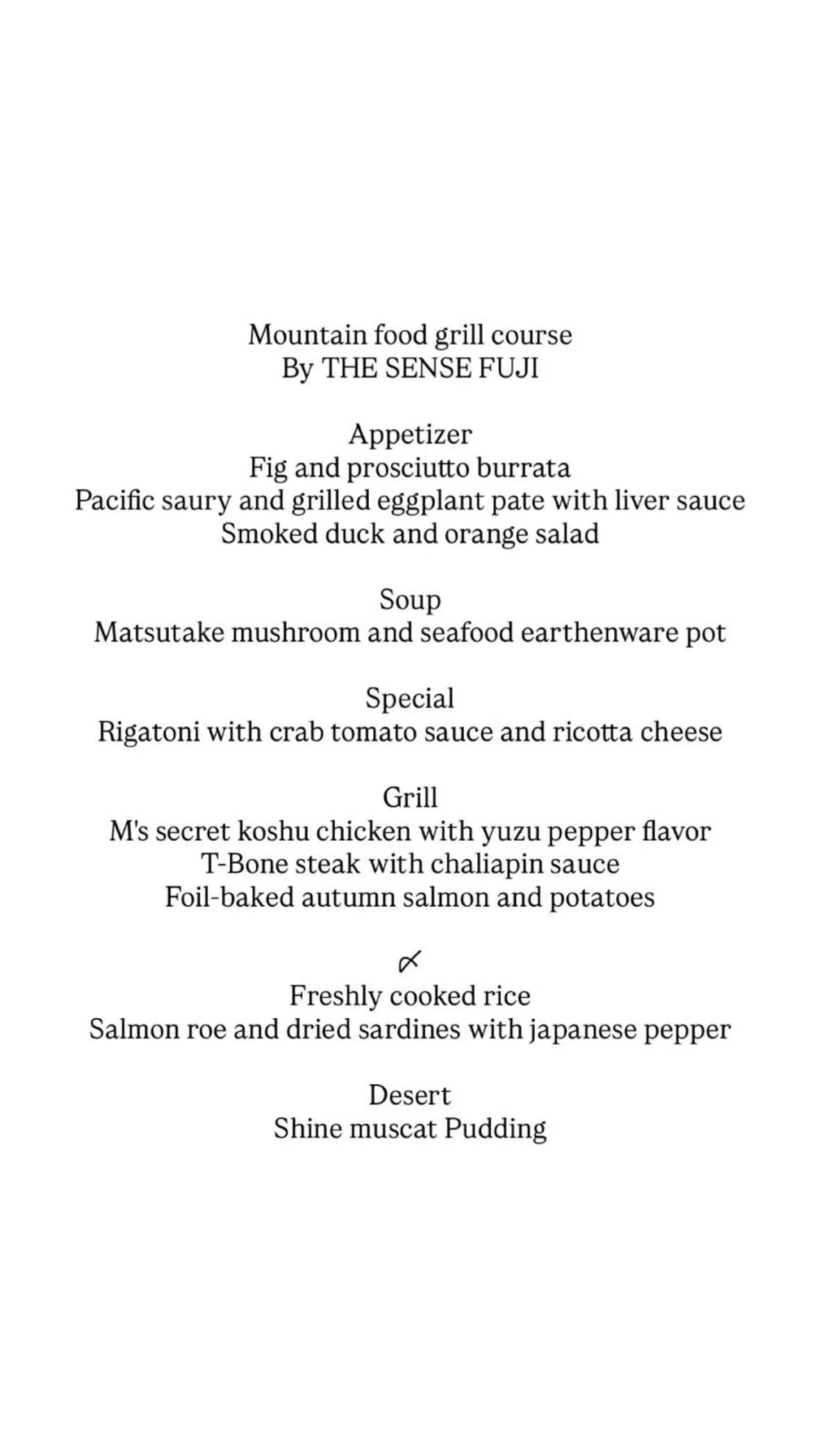 Food in The SENSE FUJI