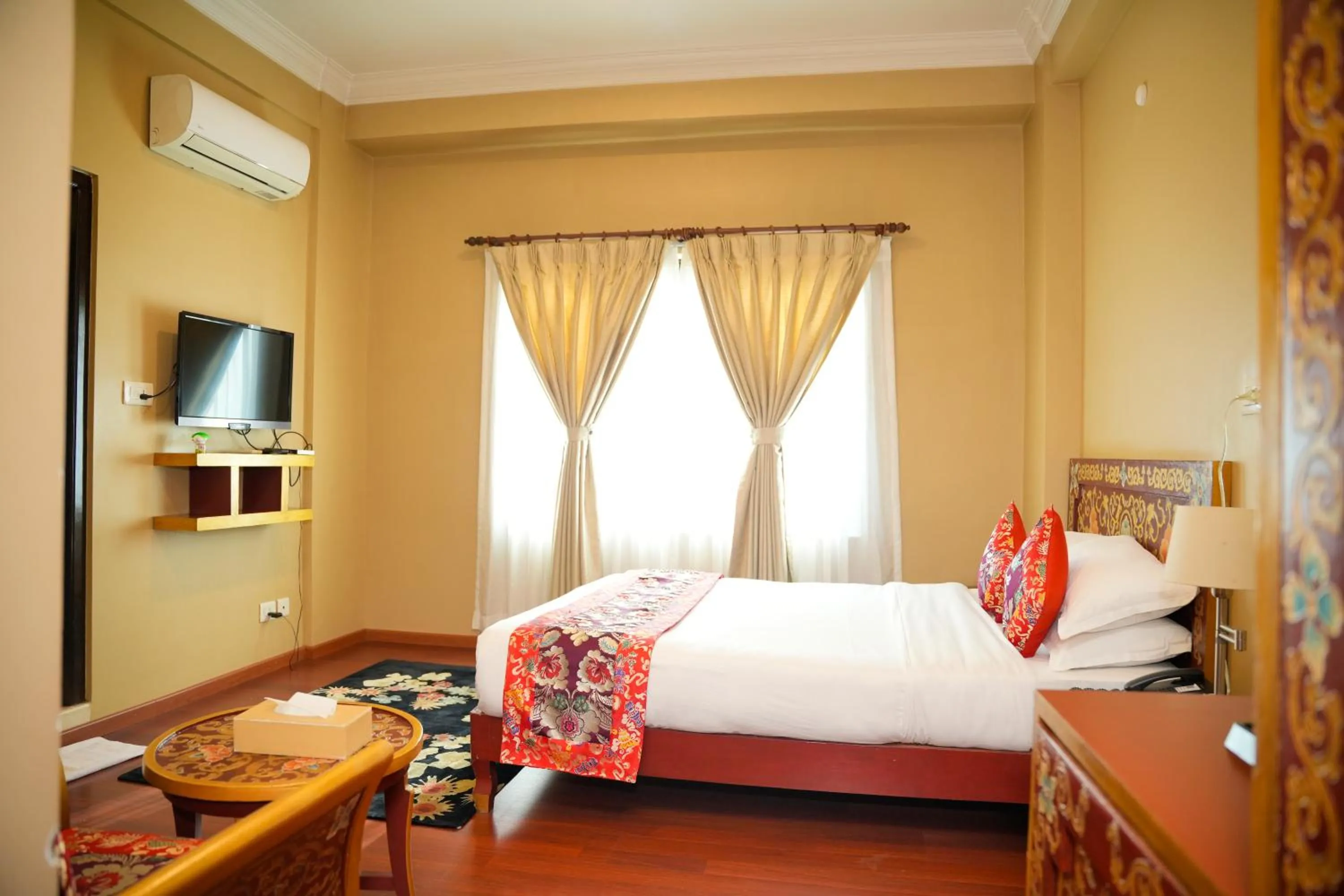 Photo of the whole room, Bed in Hotel Harmika - Spiritual retreat with garden & Stupa view