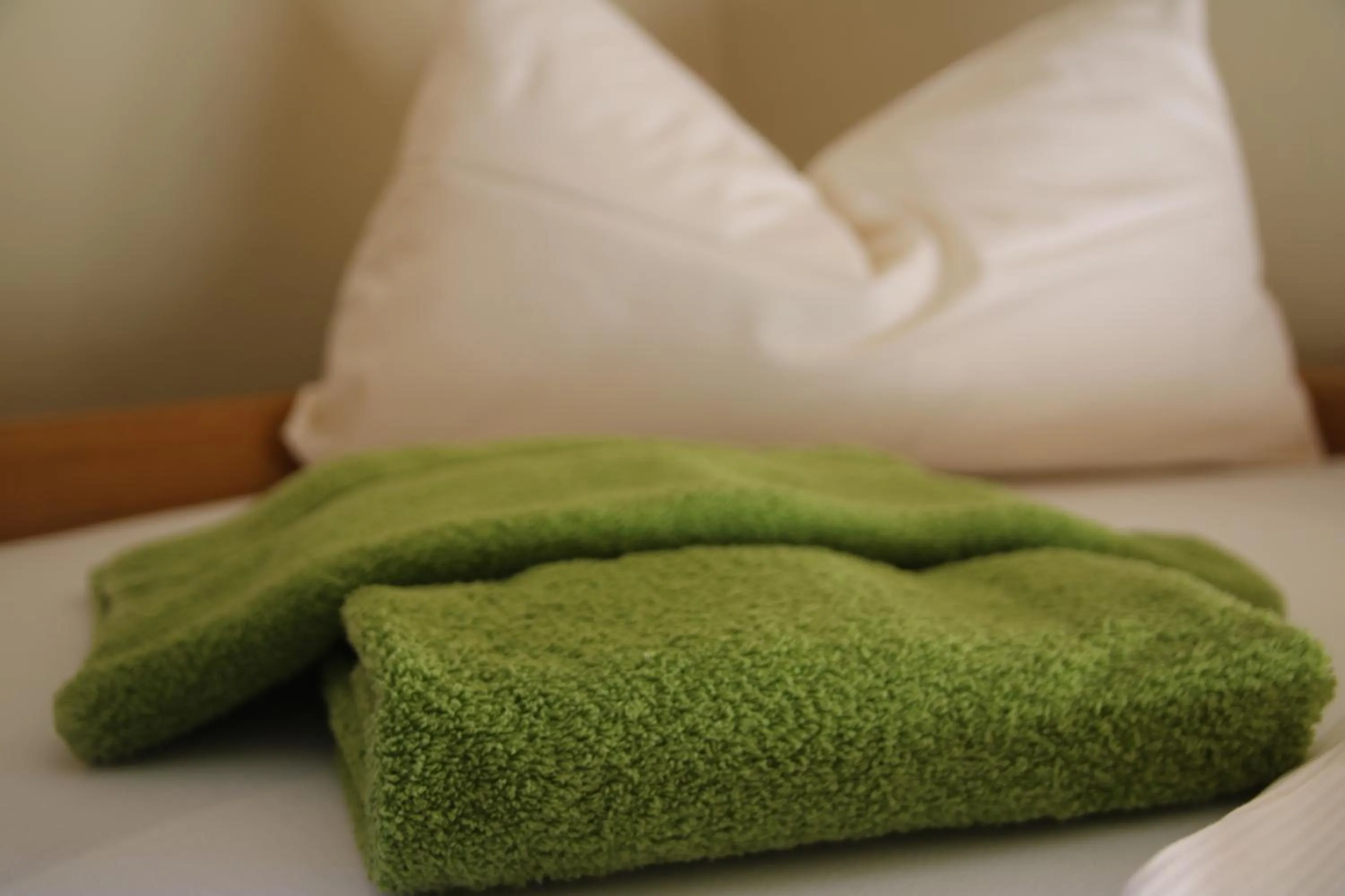 towels, Bed in Gästehäuser St. Marienthal
